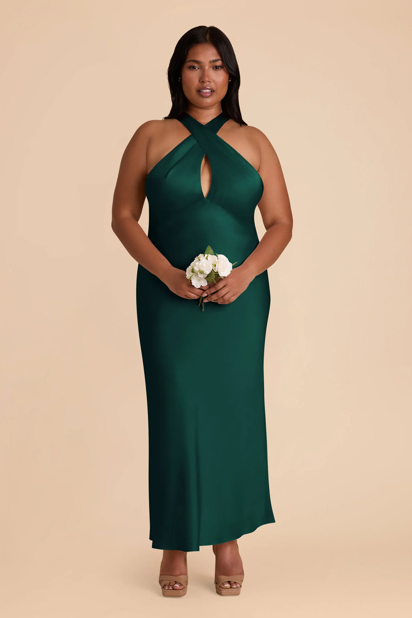 Monique Matte Satin Dress - Emerald - Image 6