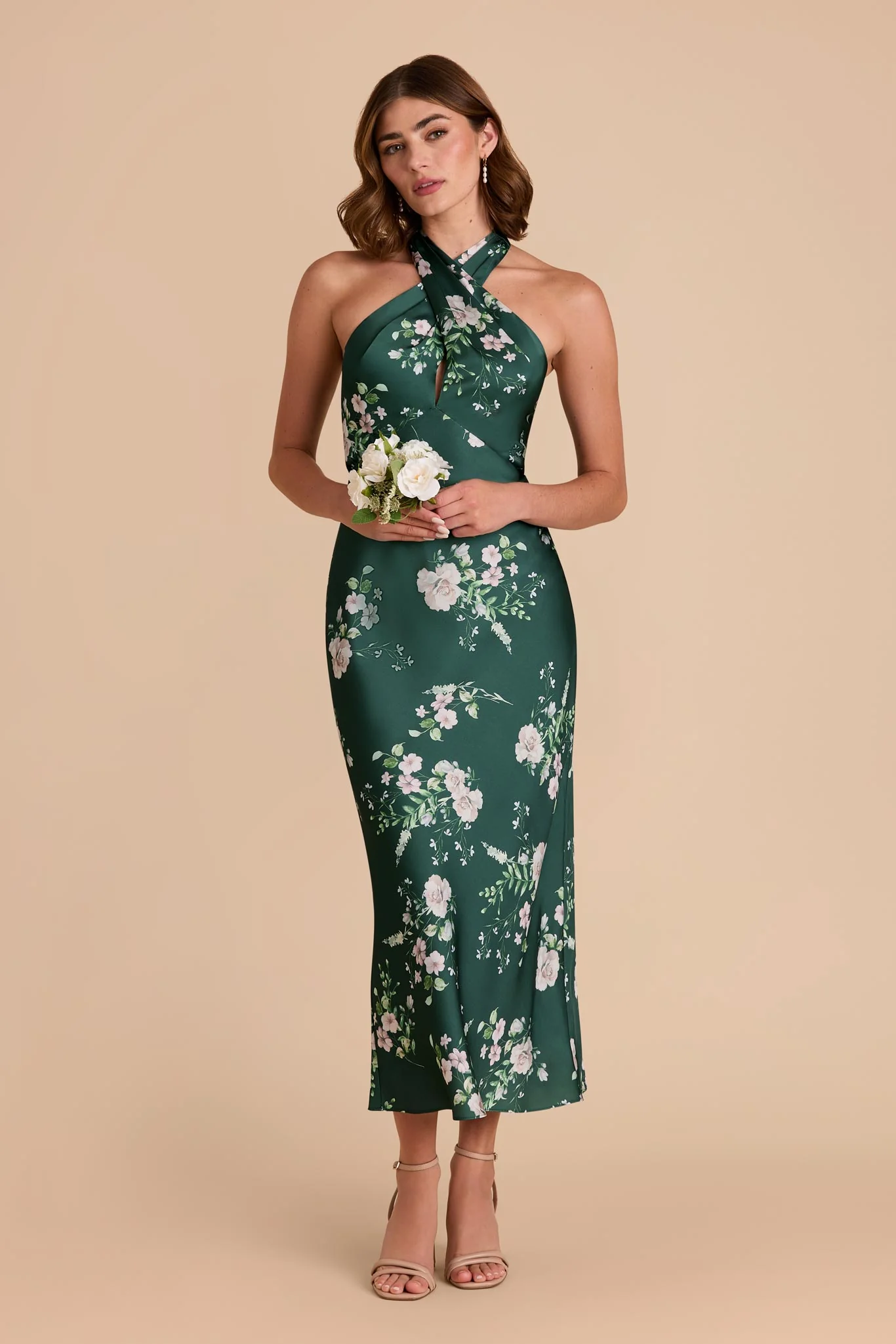 Monique Matte Satin Dress - Emerald Garden Party - Image 2