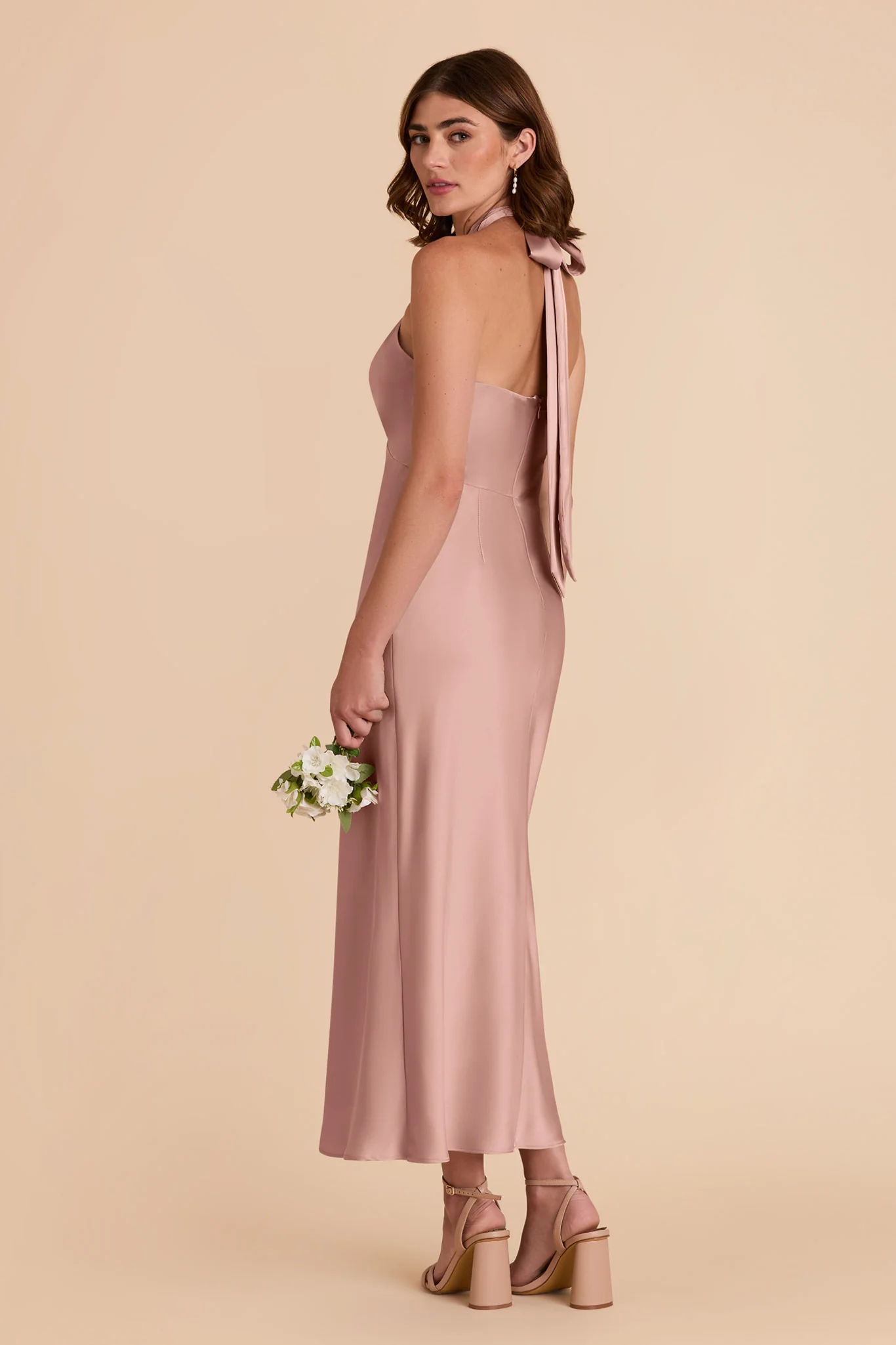 Monique Matte Satin Dress - English Rose - Image 5