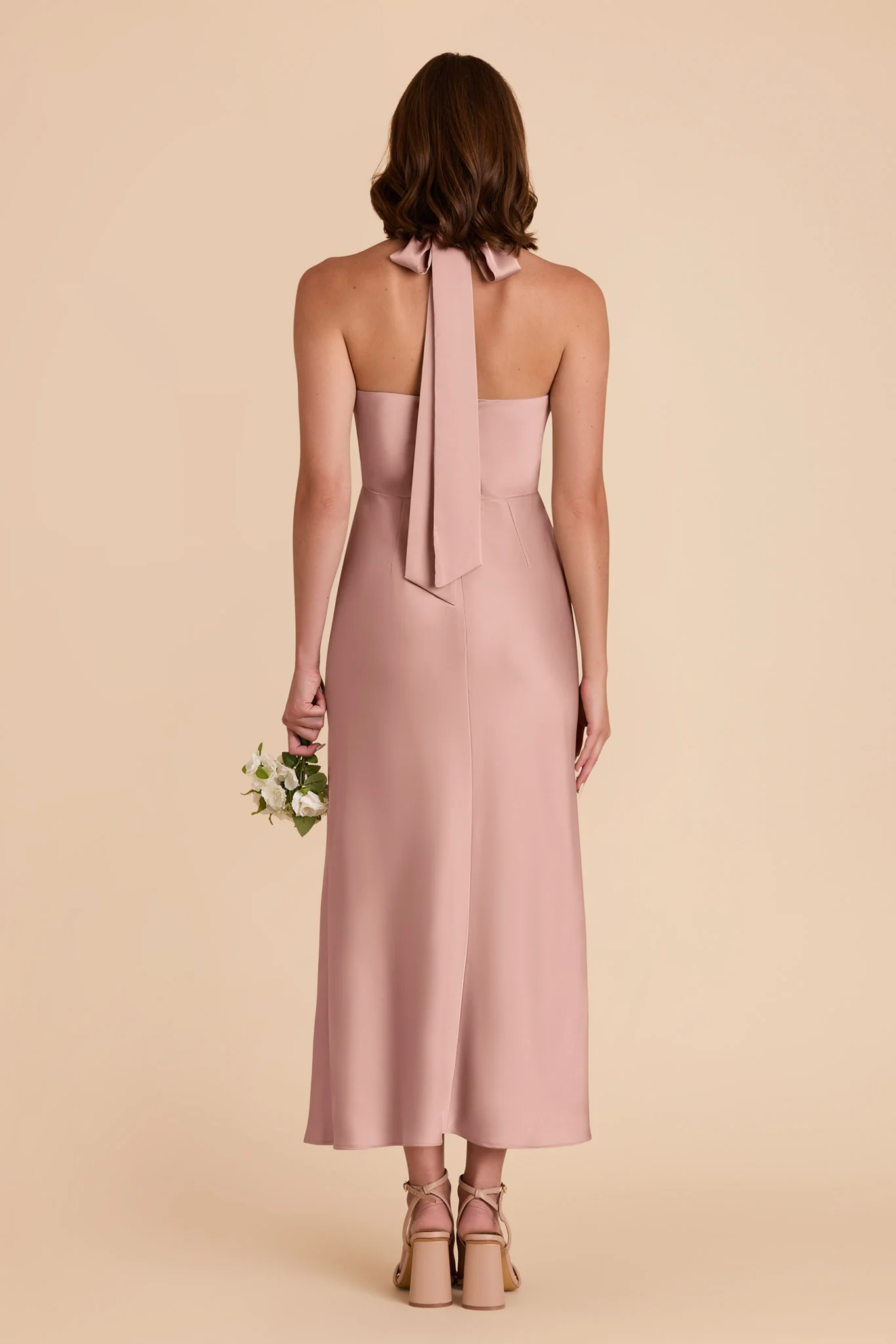 Monique Matte Satin Dress - English Rose - Image 6