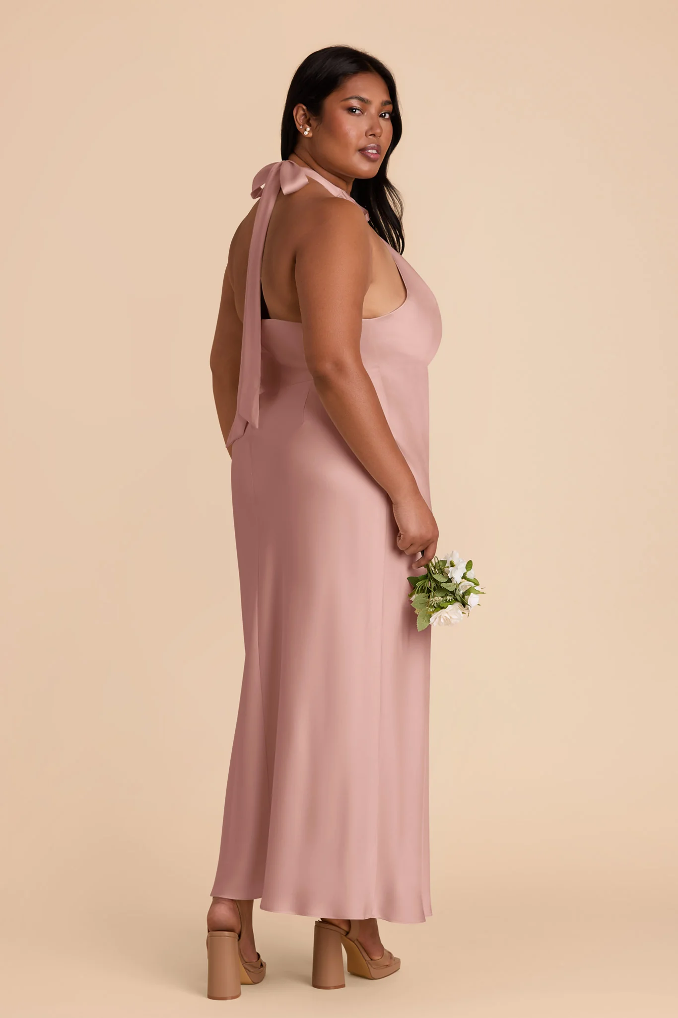 Monique Matte Satin Dress - English Rose - Image 8