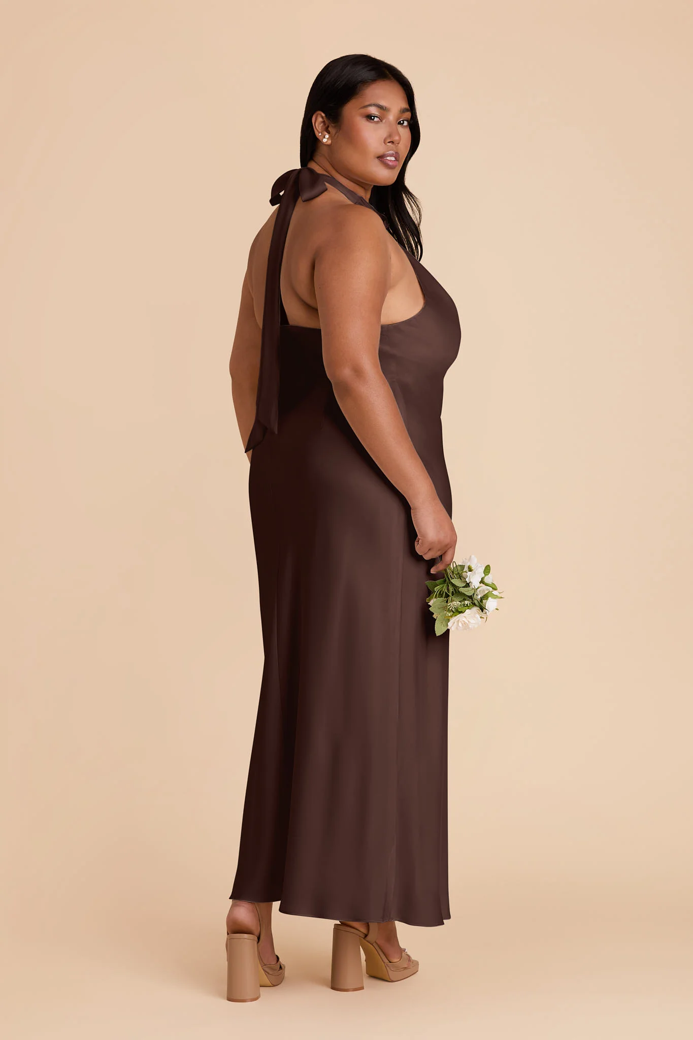 Monique Matte Satin Dress - Espresso - Image 8