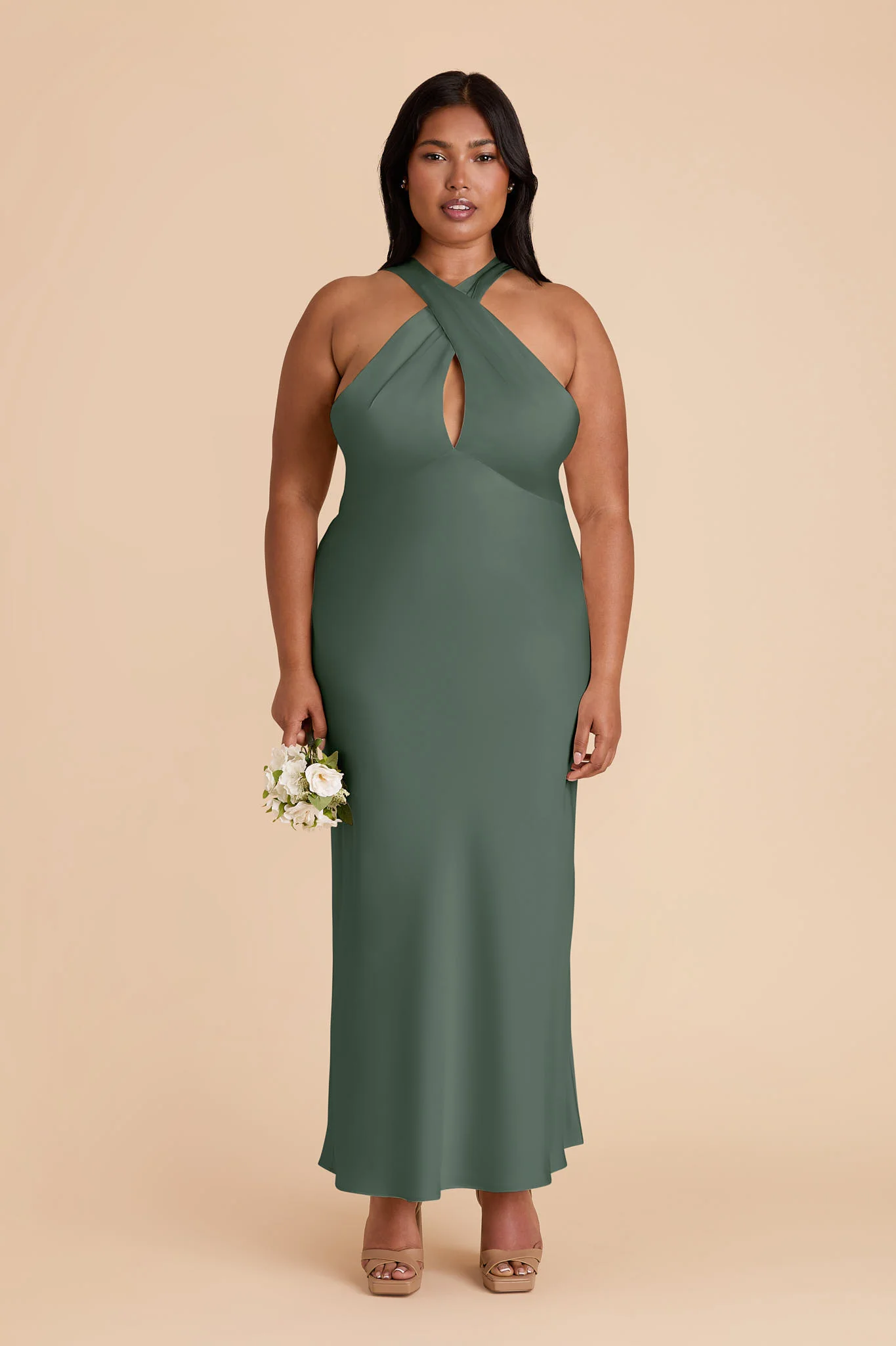 Monique Matte Satin Dress - Eucalyptus - Image 3