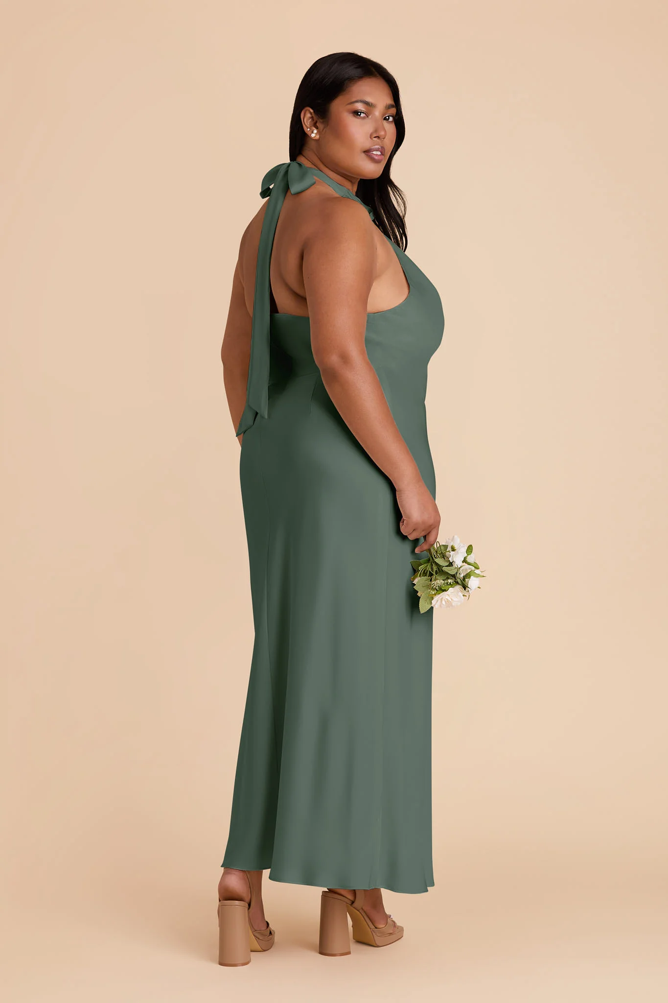 Monique Matte Satin Dress - Eucalyptus - Image 8
