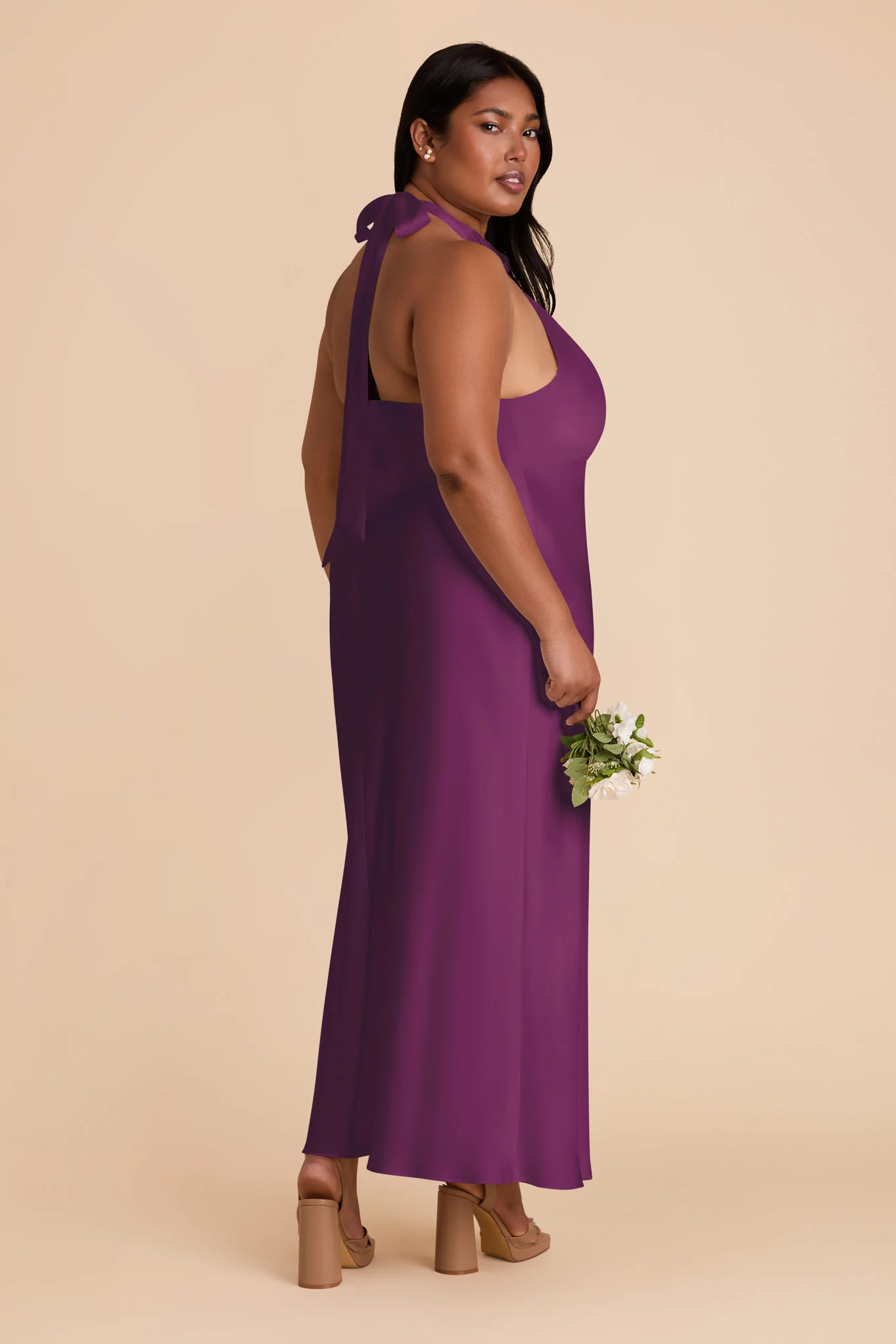 Monique Matte Satin Dress - Fig - Image 9