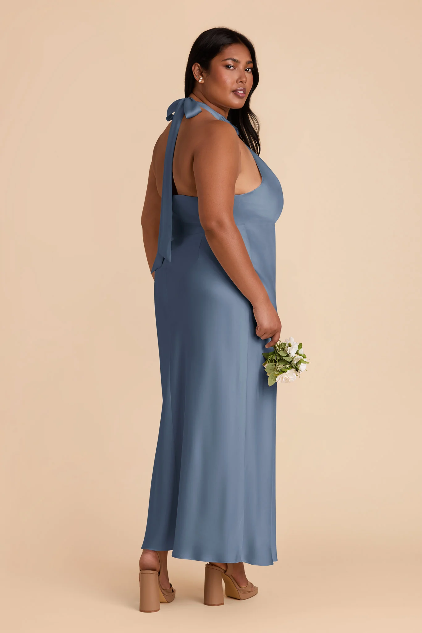 Monique Matte Satin Dress - French Blue - Image 8