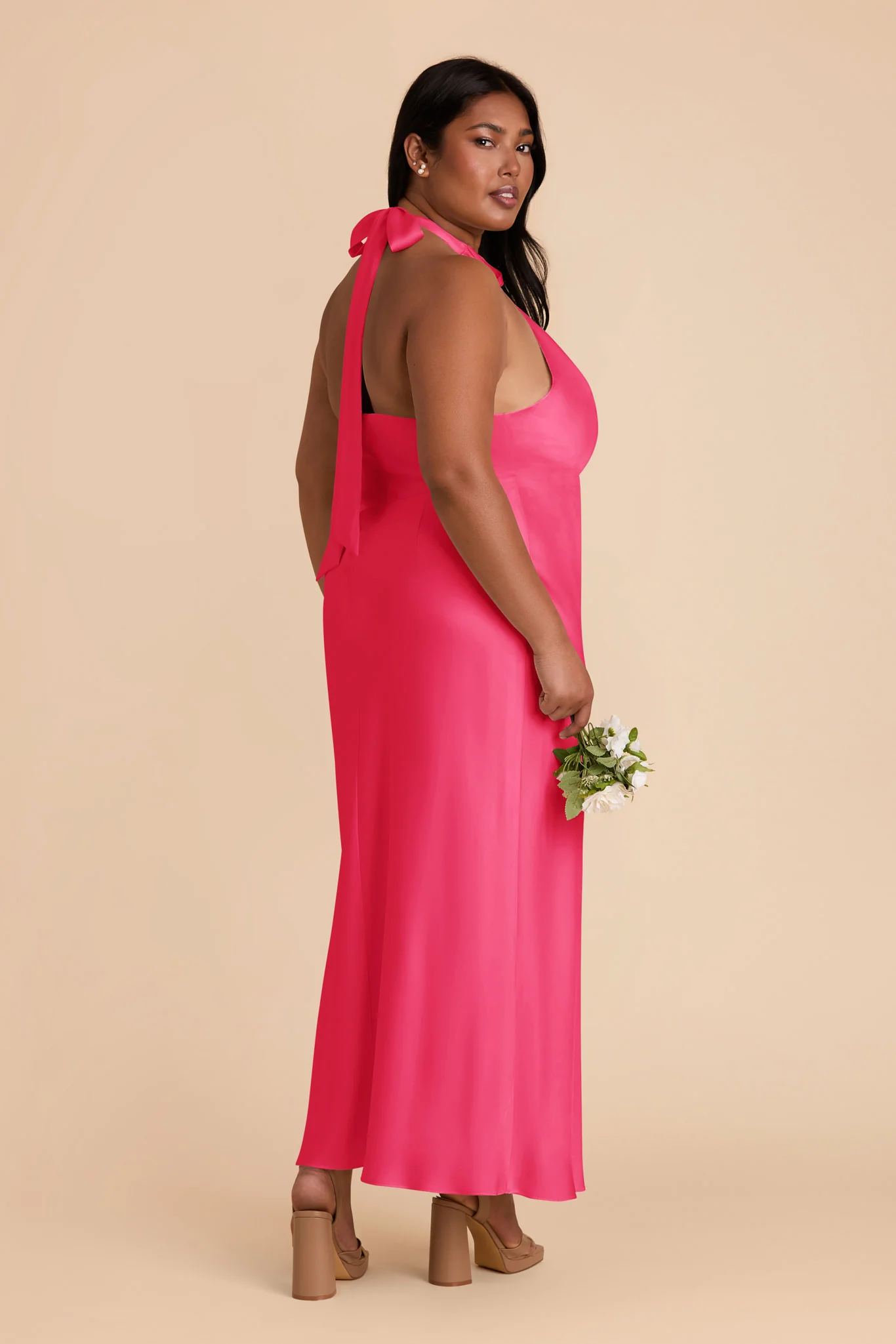 Monique Matte Satin Dress - Fuchsia - Image 8