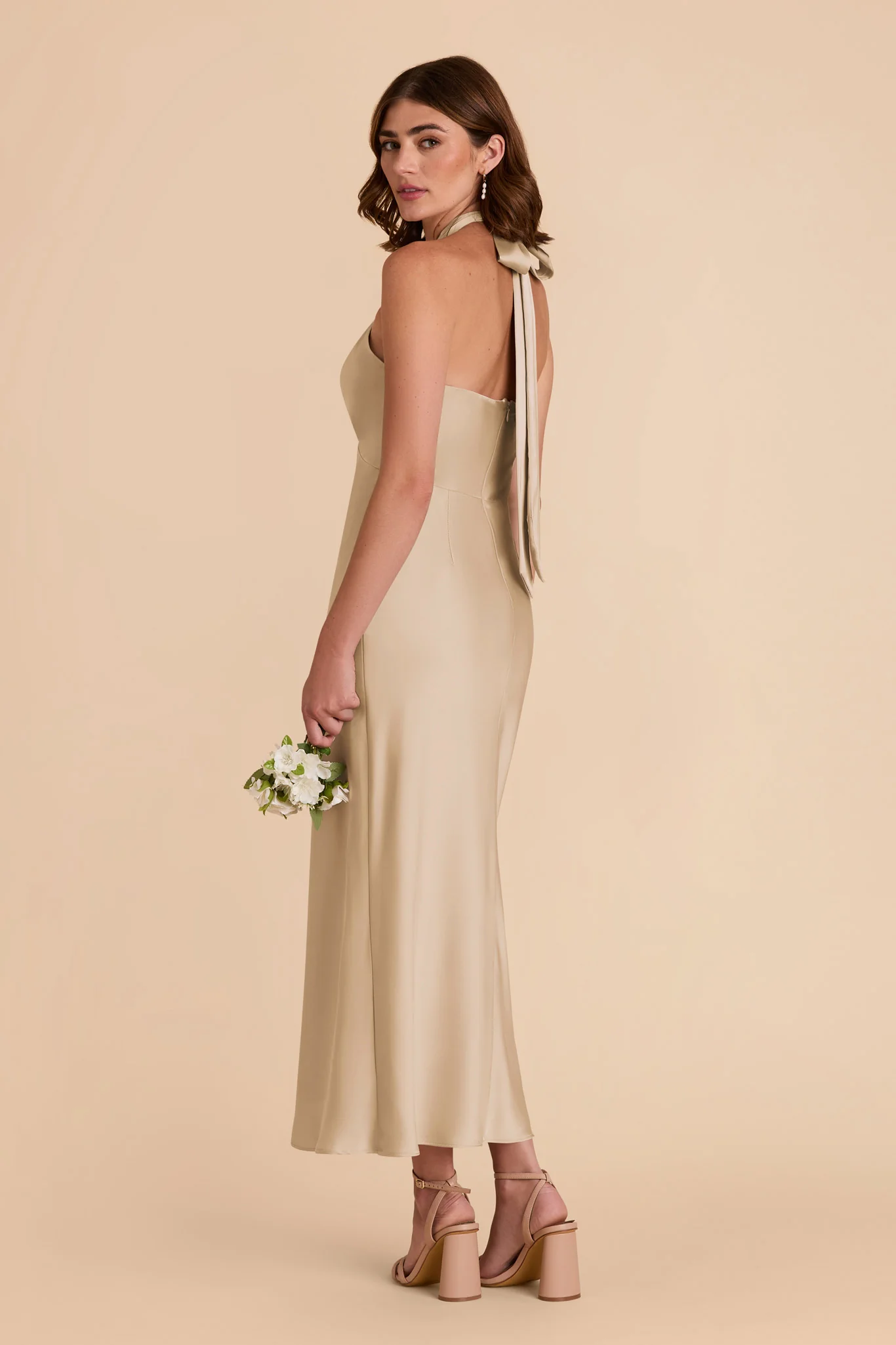 Monique Matte Satin Dress - Gold - Image 4