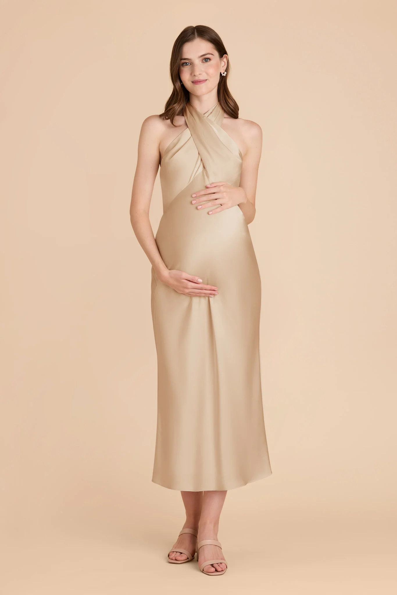 Monique Matte Satin Dress - Gold - Image 7