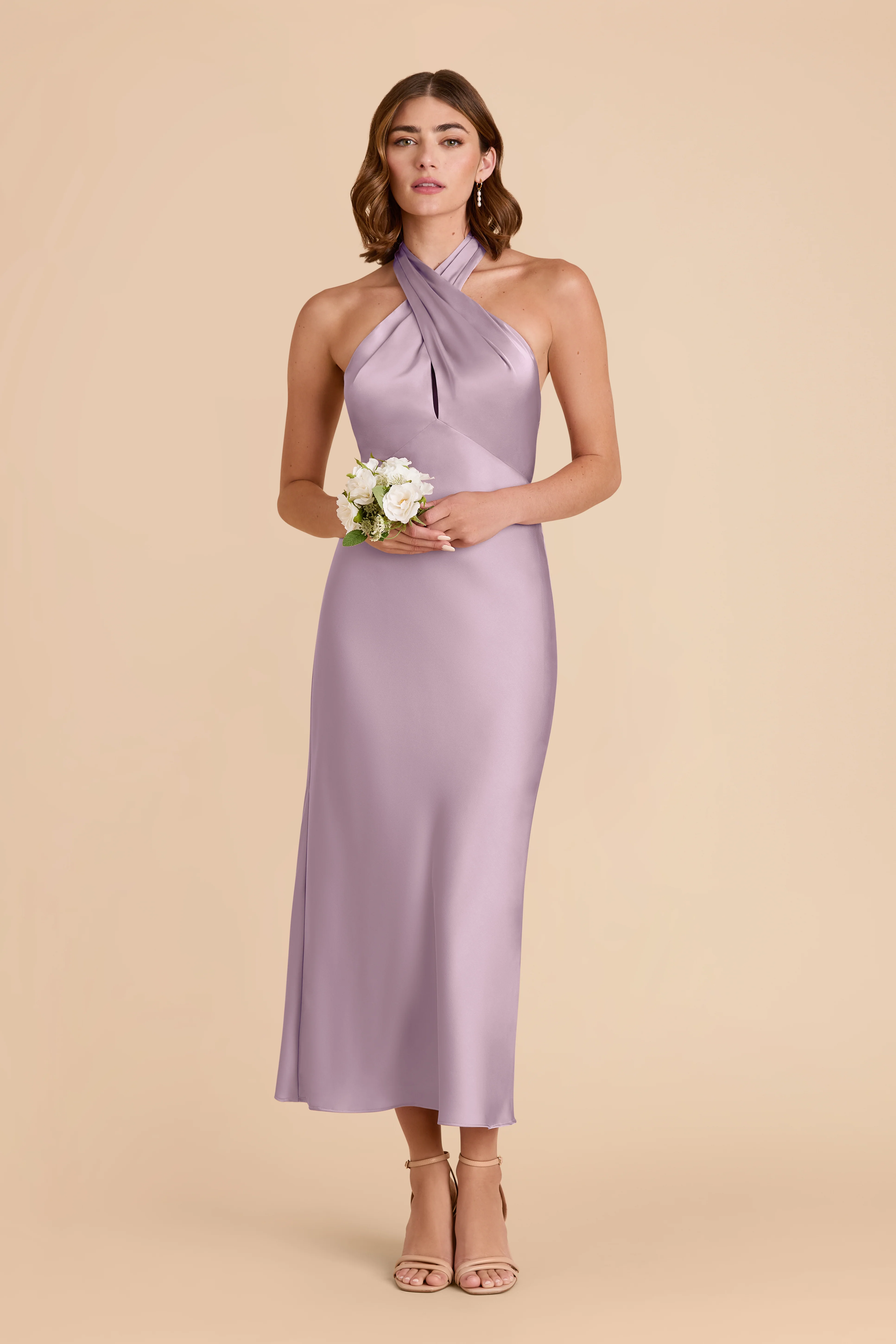 Monique Matte Satin Dress - Lavender