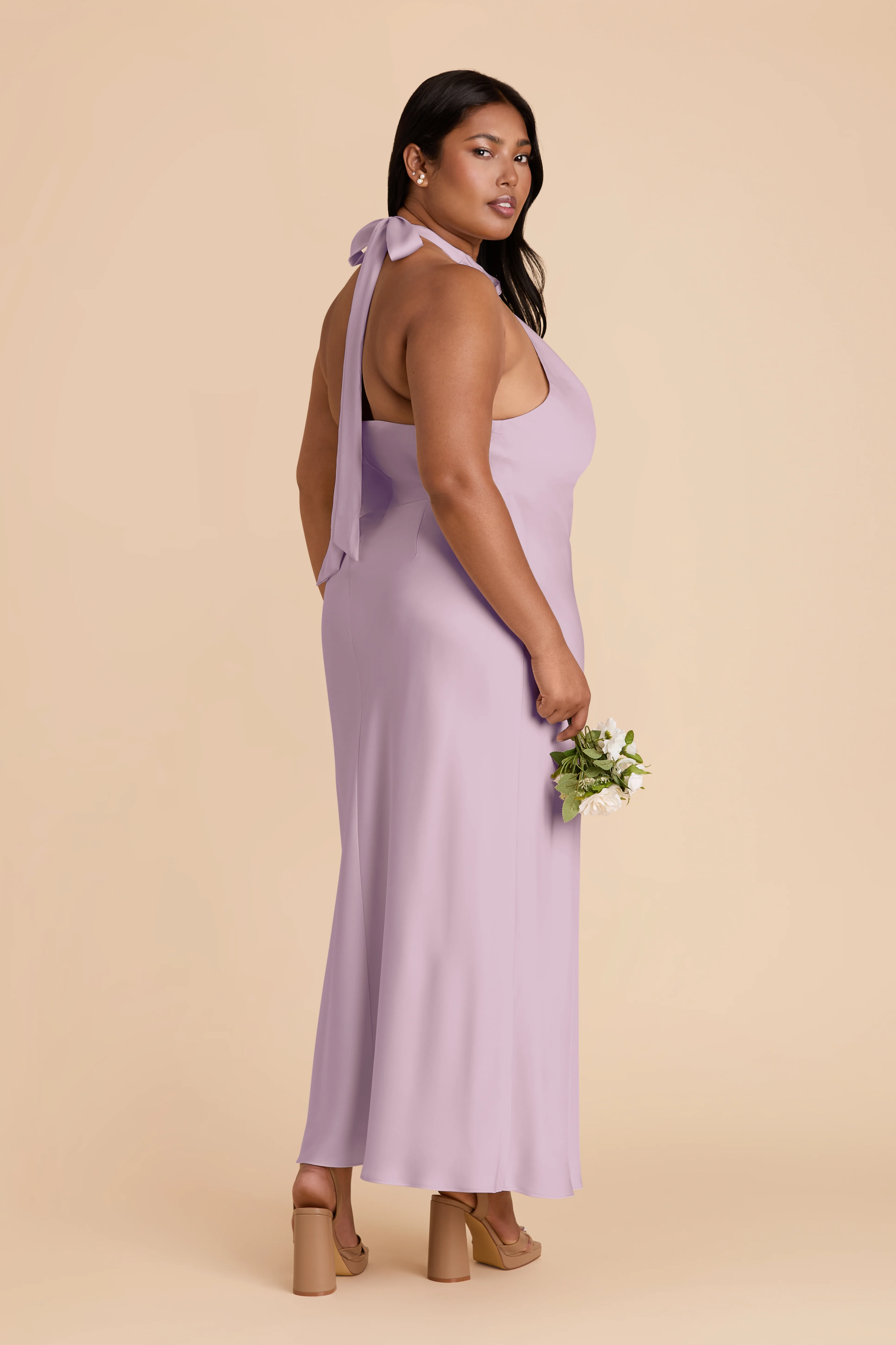 Monique Matte Satin Dress - Lavender - Image 10
