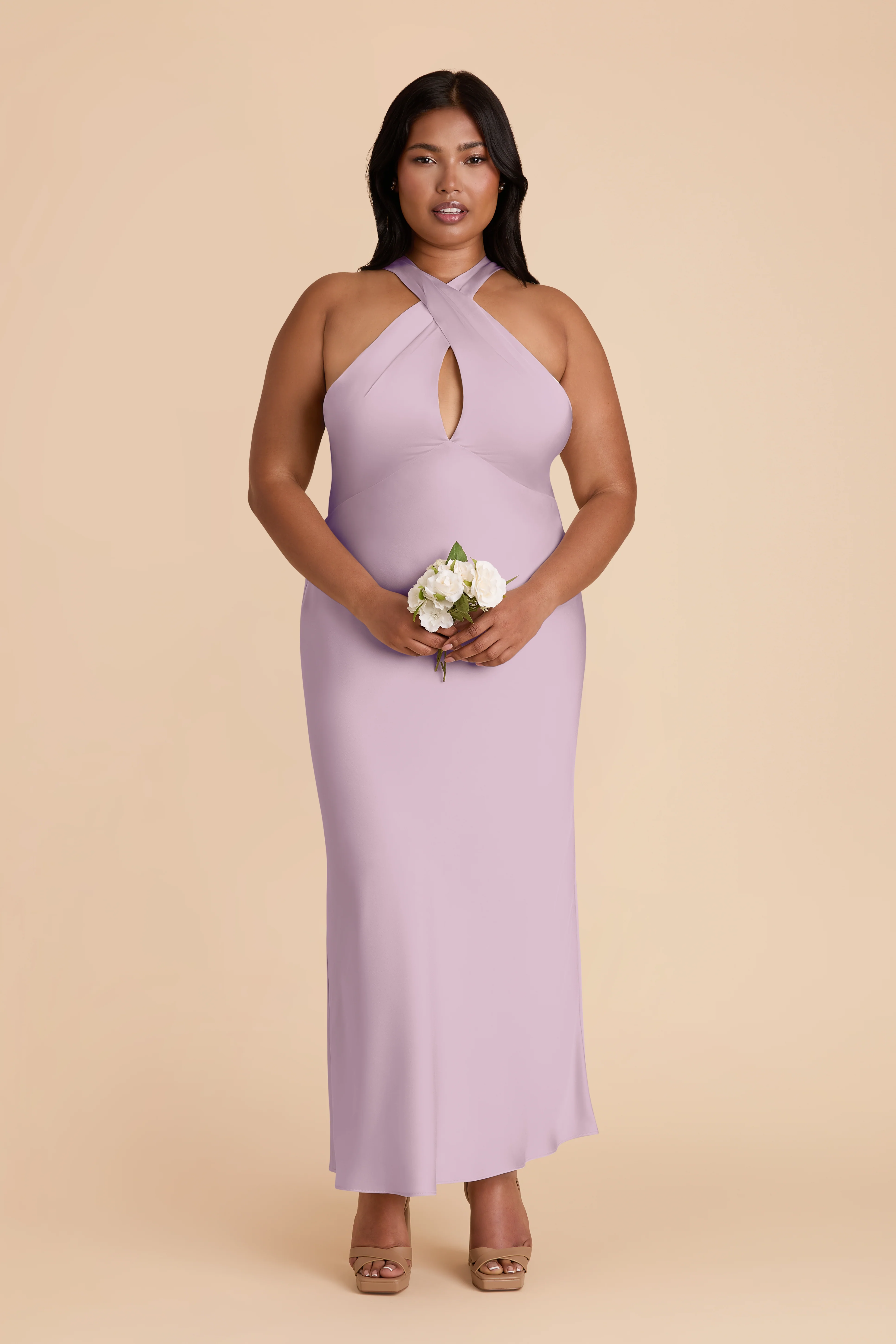 Monique Matte Satin Dress - Lavender - Image 3