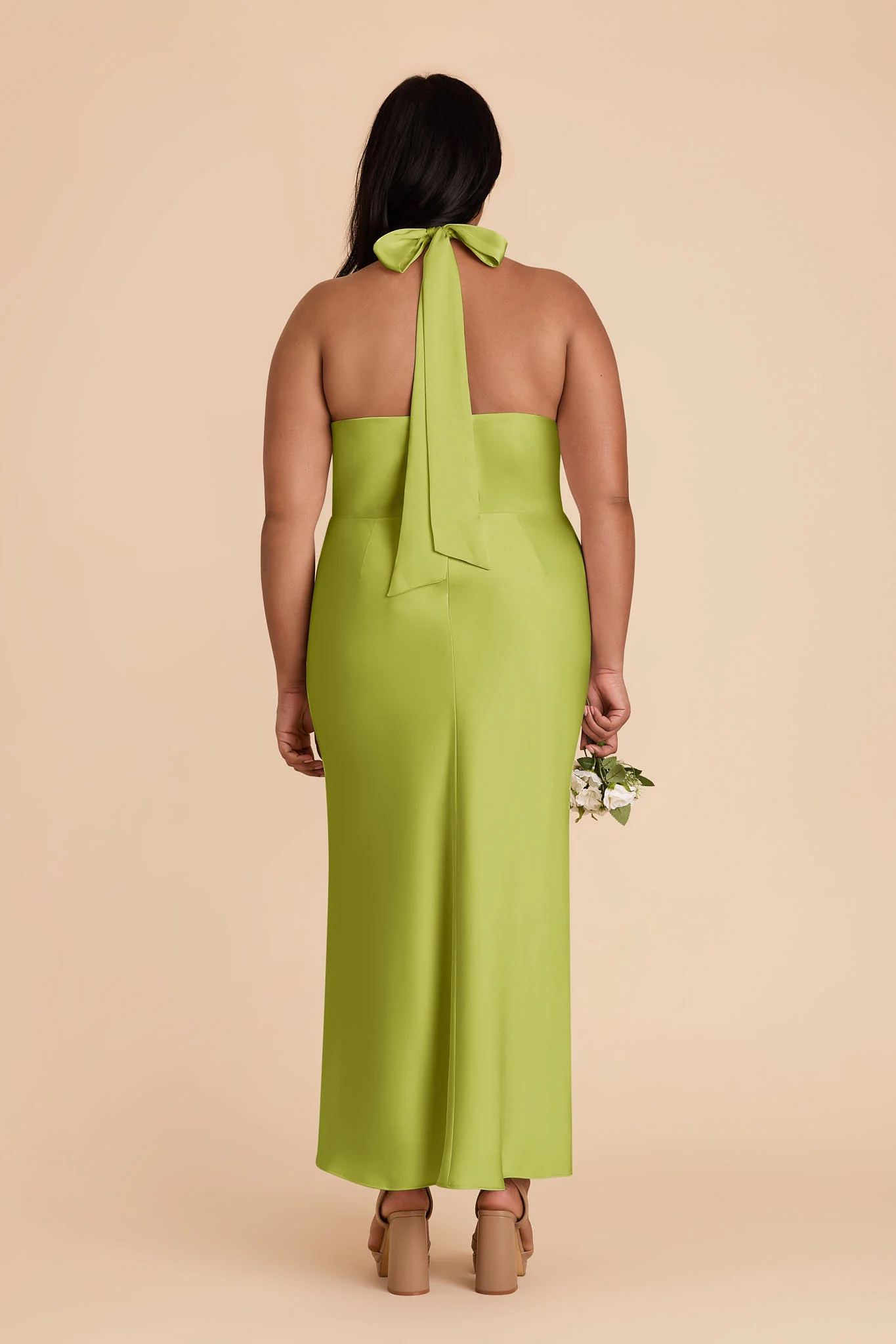 Monique Matte Satin Dress - Matcha - Image 9
