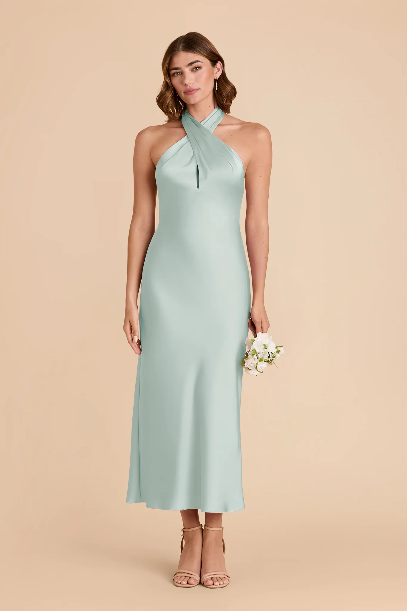 Monique Matte Satin Dress - Mint