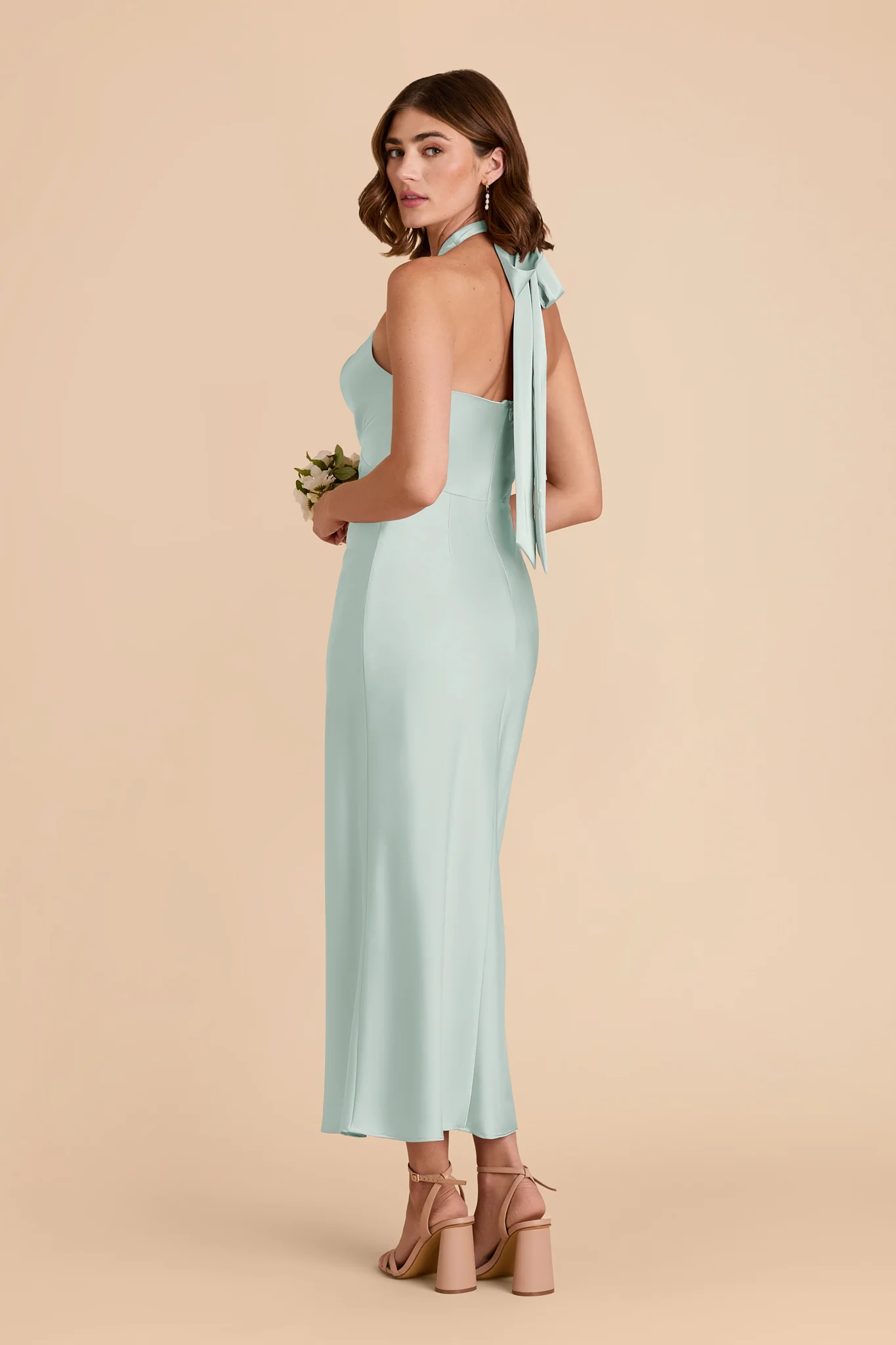 Monique Matte Satin Dress - Mint - Image 4