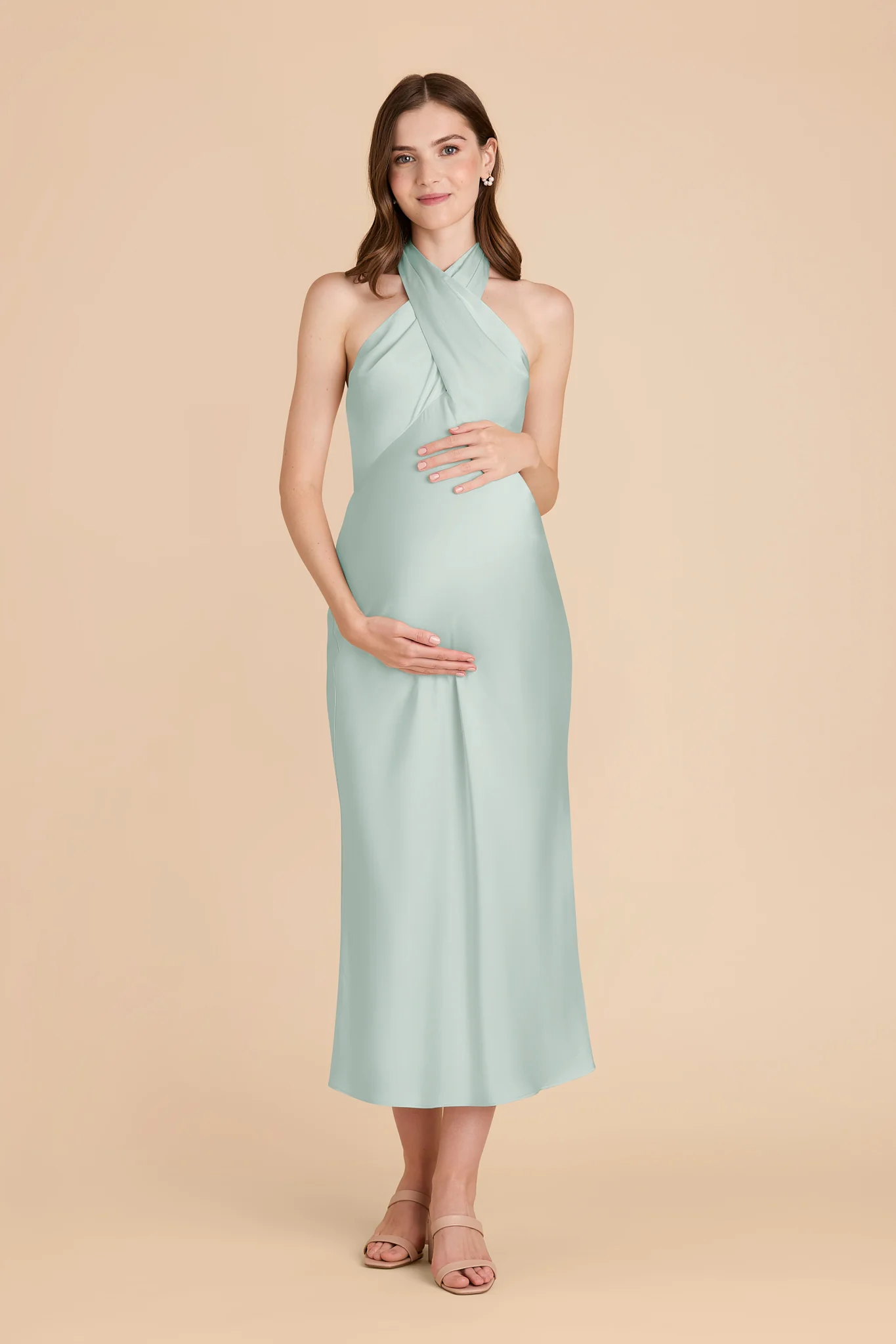 Monique Matte Satin Dress - Mint - Image 6