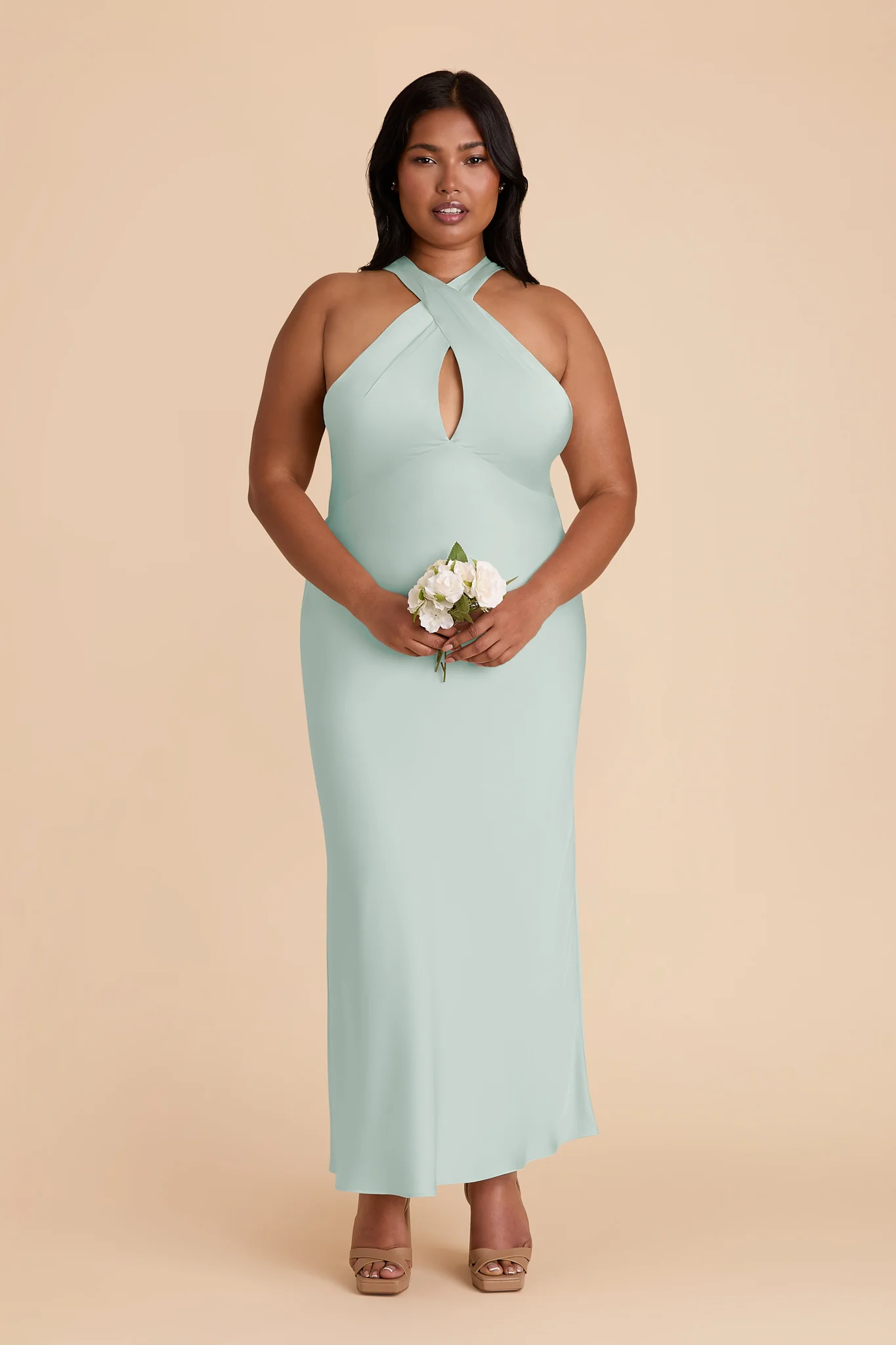 Monique Matte Satin Dress - Mint - Image 7