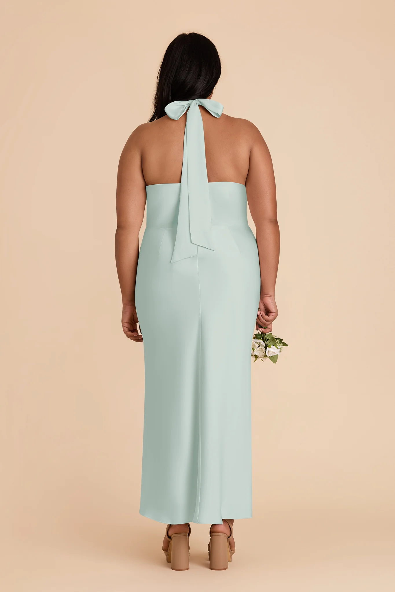 Monique Matte Satin Dress - Mint - Image 9
