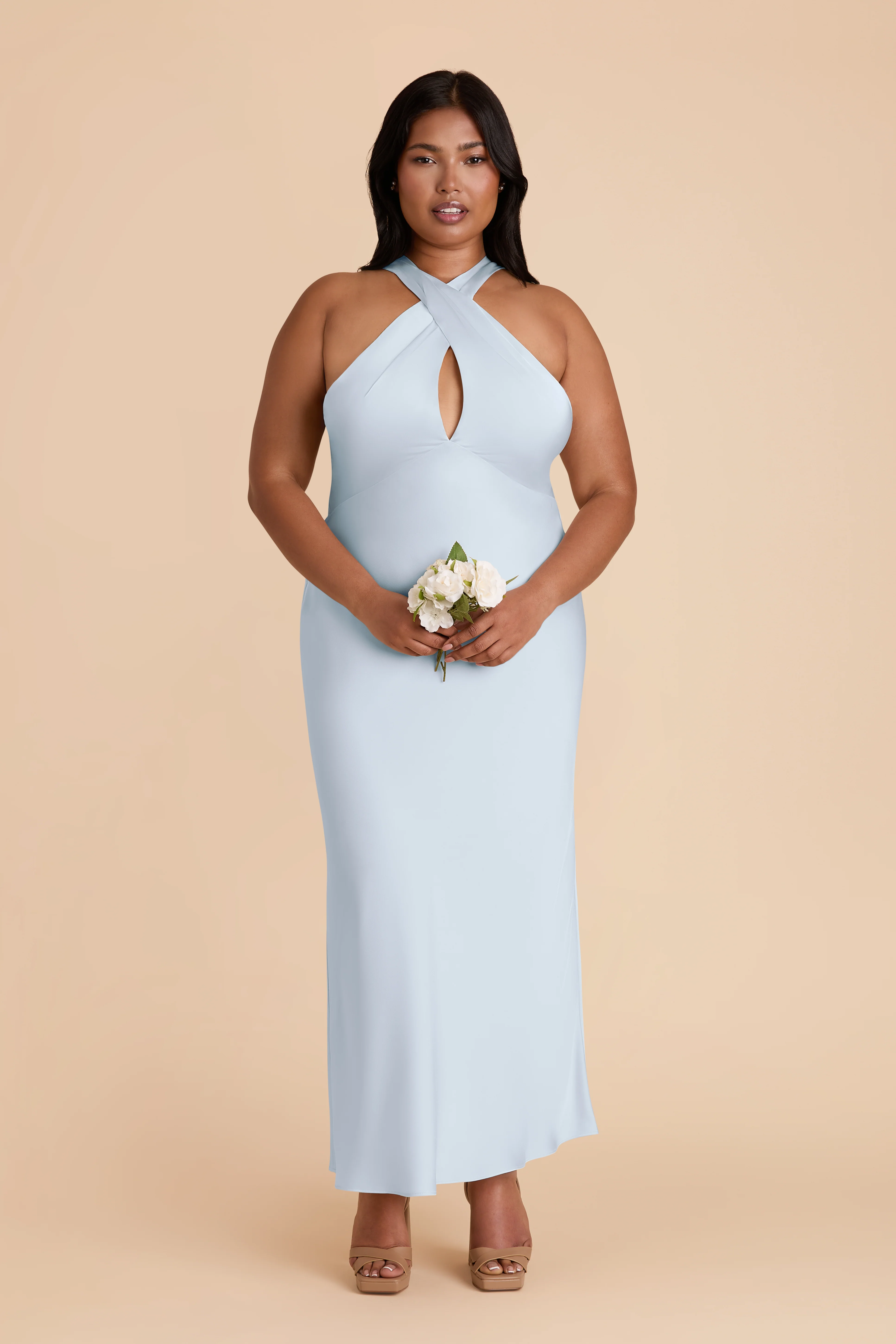 Monique Matte Satin Dress - Mist Blue - Image 10