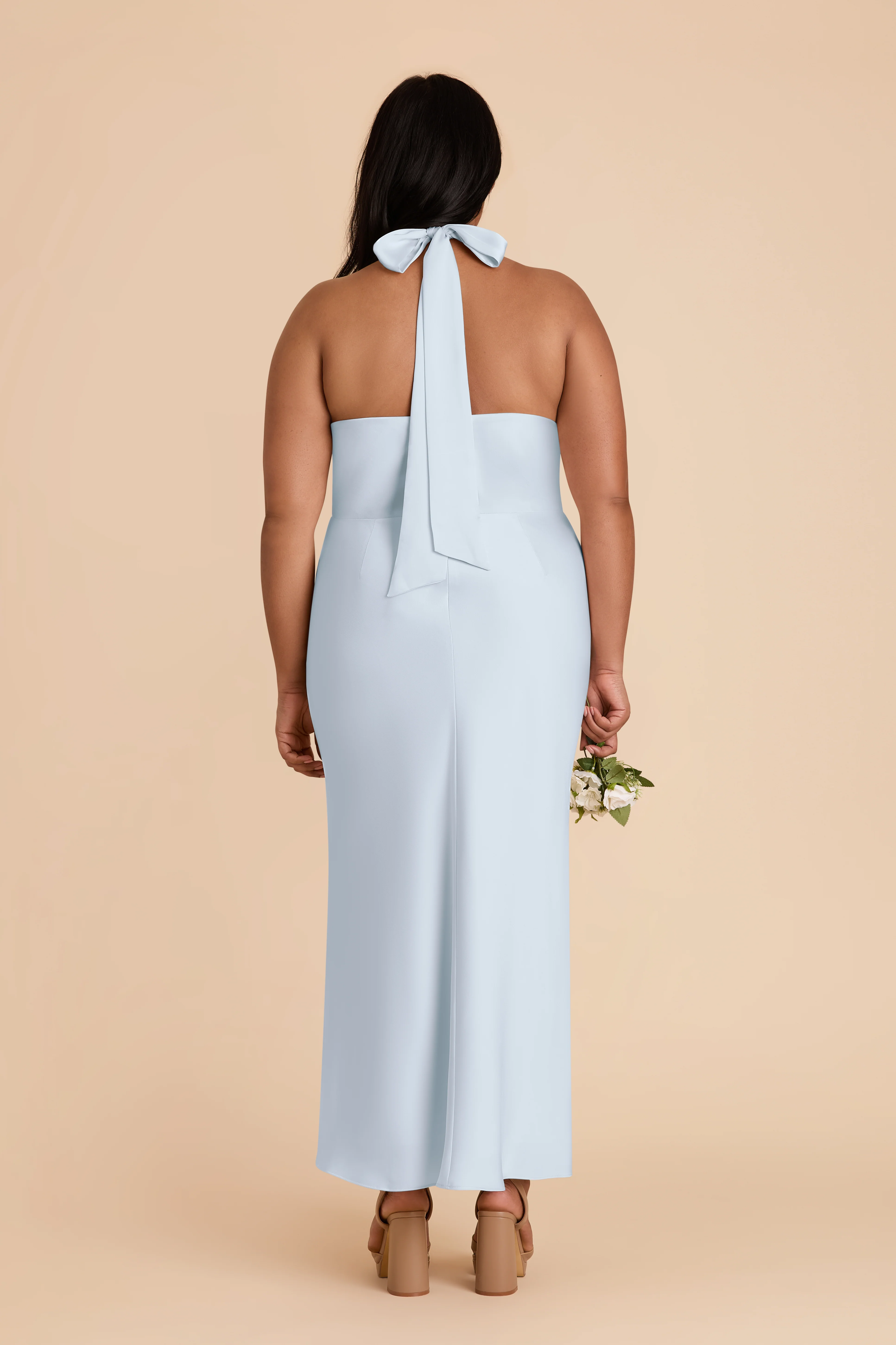 Monique Matte Satin Dress - Mist Blue - Image 11