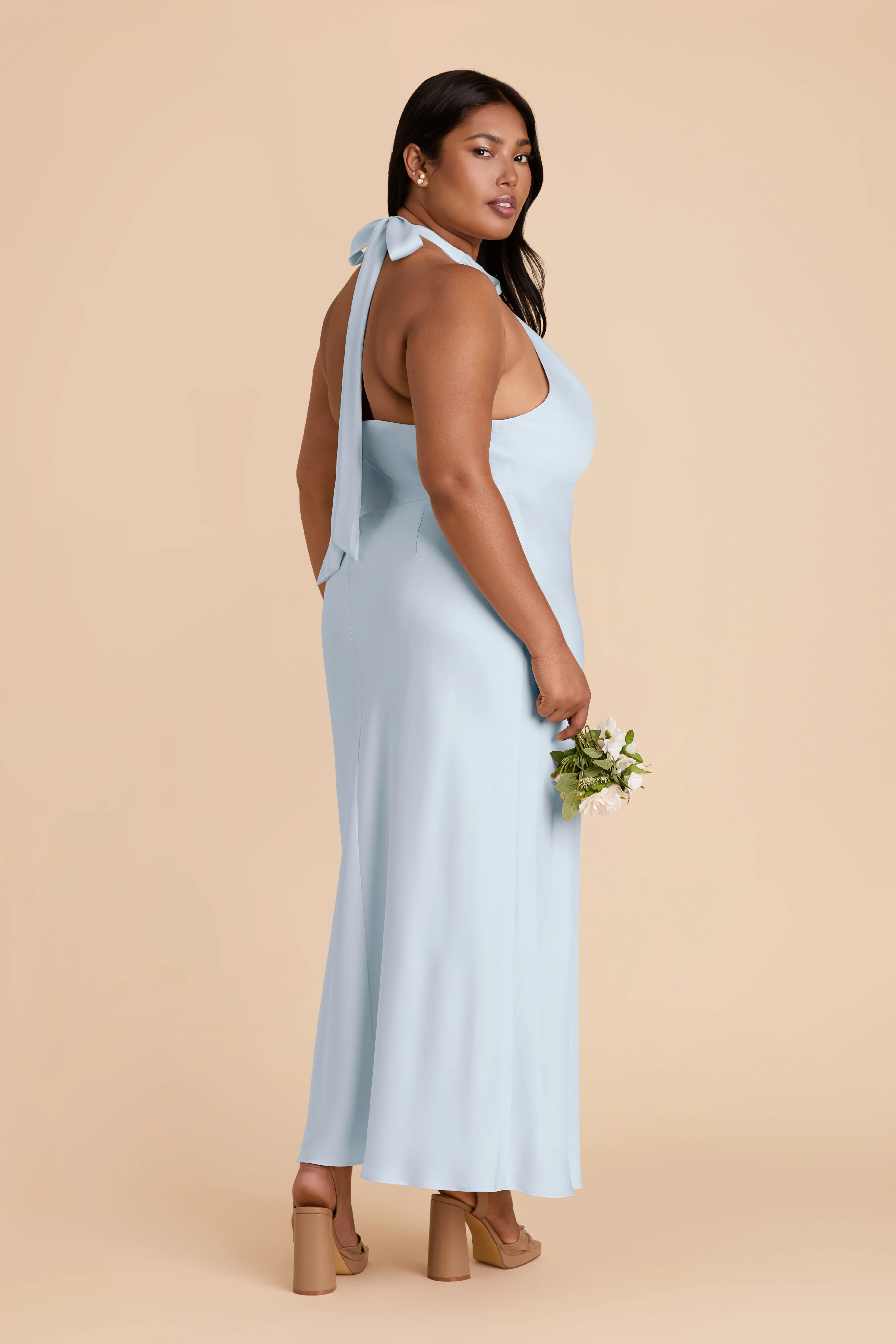Monique Matte Satin Dress - Mist Blue - Image 9