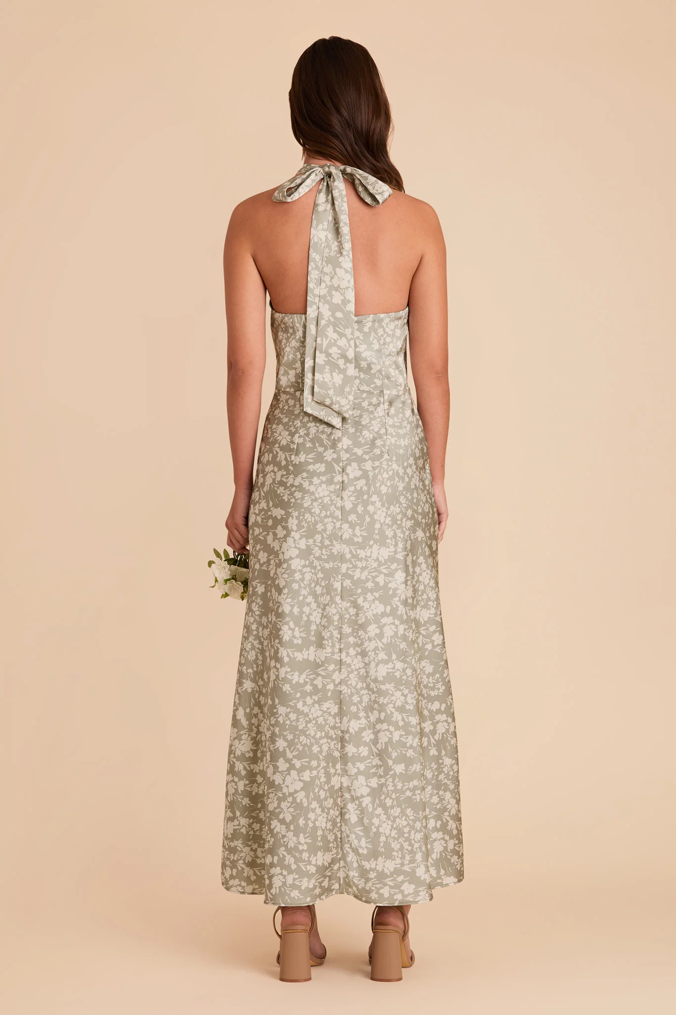 Monique Matte Satin Dress - Moss Green Dreamy Floral - Image 4