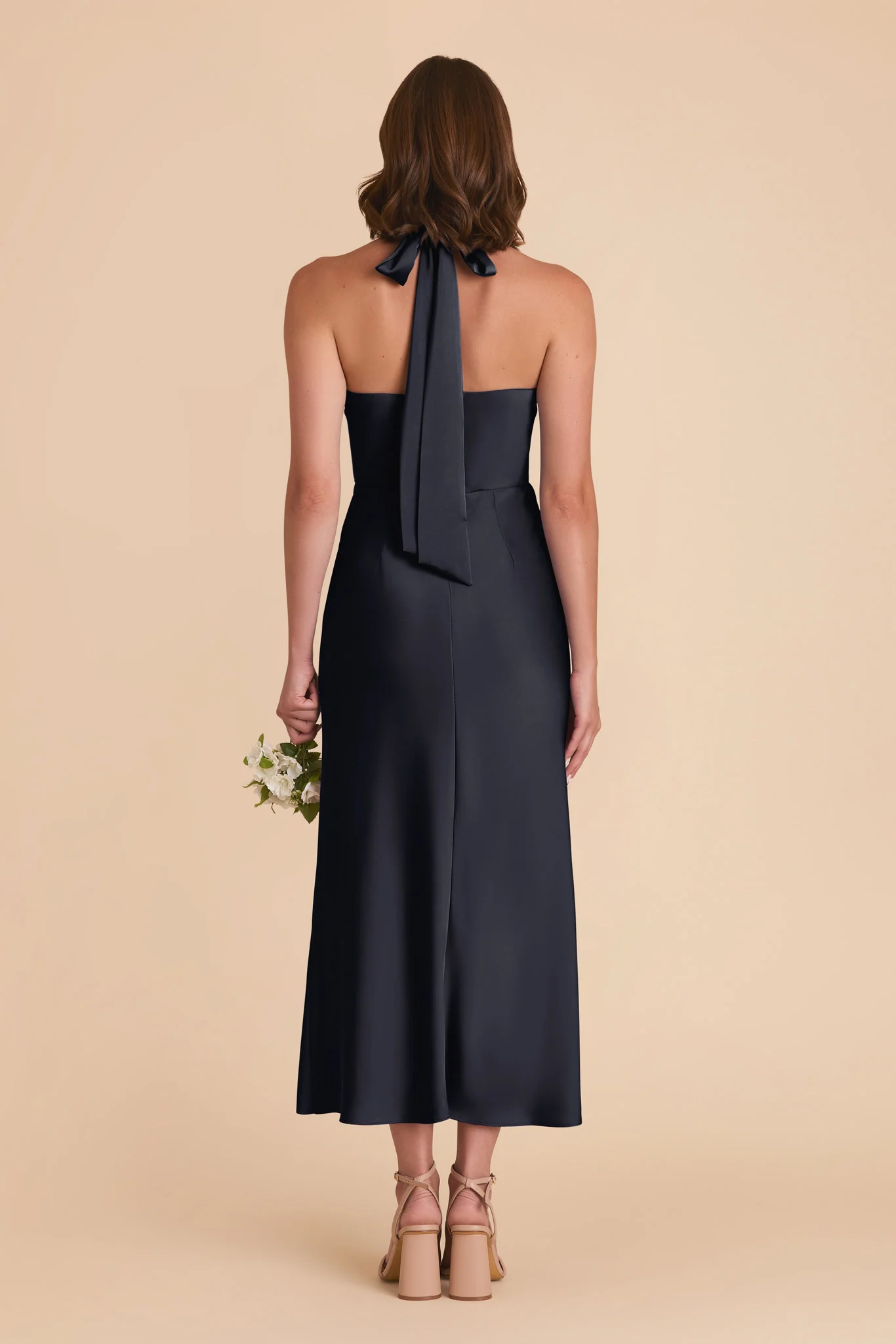Monique Matte Satin Dress - Navy - Image 5