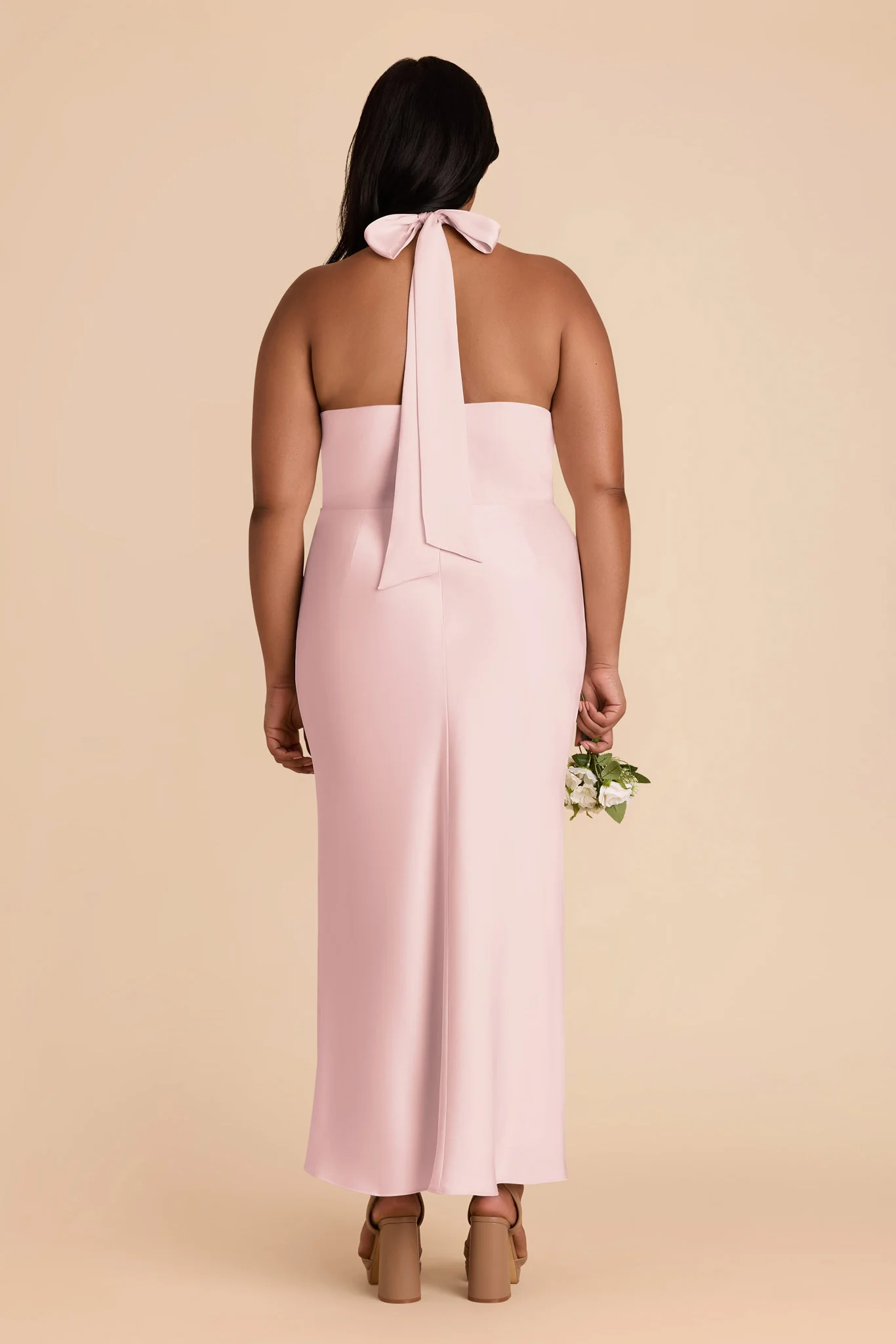 Monique Matte Satin Dress - Pale Blush - Image 10