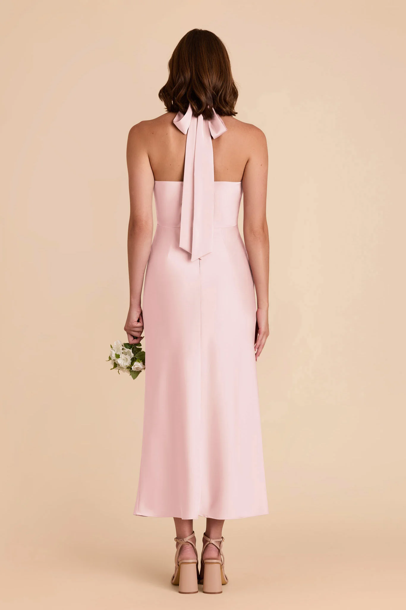 Monique Matte Satin Dress - Pale Blush - Image 6