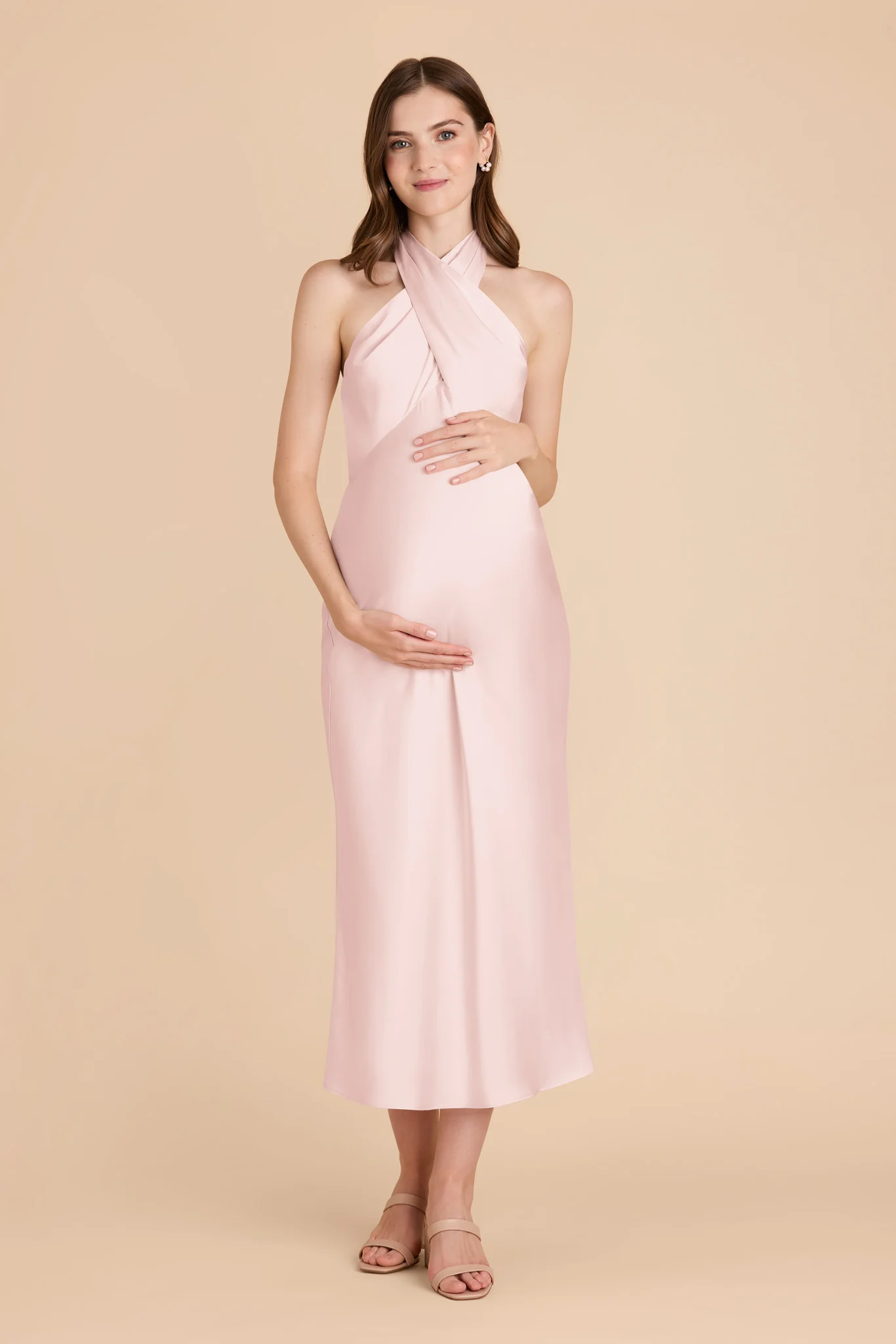 Monique Matte Satin Dress - Pale Blush - Image 7