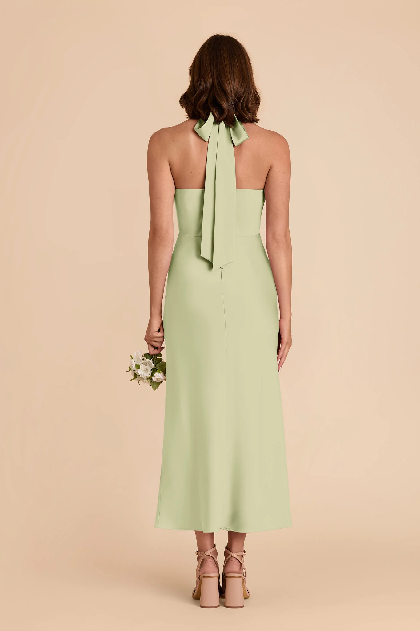 Monique Matte Satin Dress - Pale Pistachio - Image 5