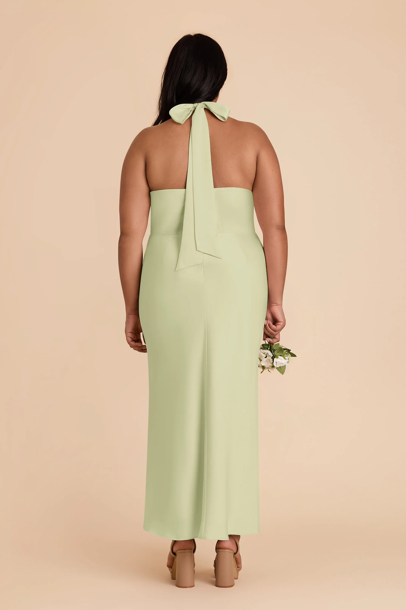Monique Matte Satin Dress - Pale Pistachio - Image 9
