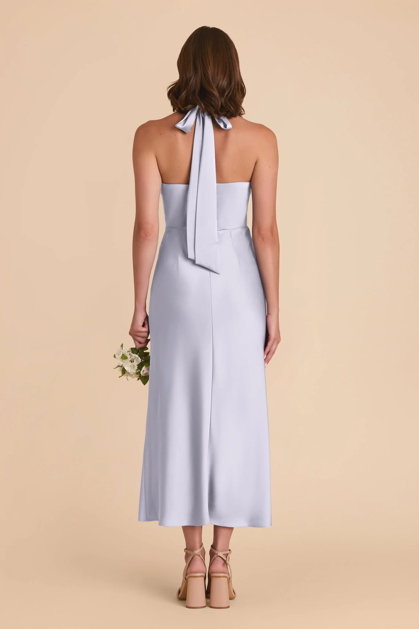Monique Matte Satin Dress - Periwinkle Blue - Image 5