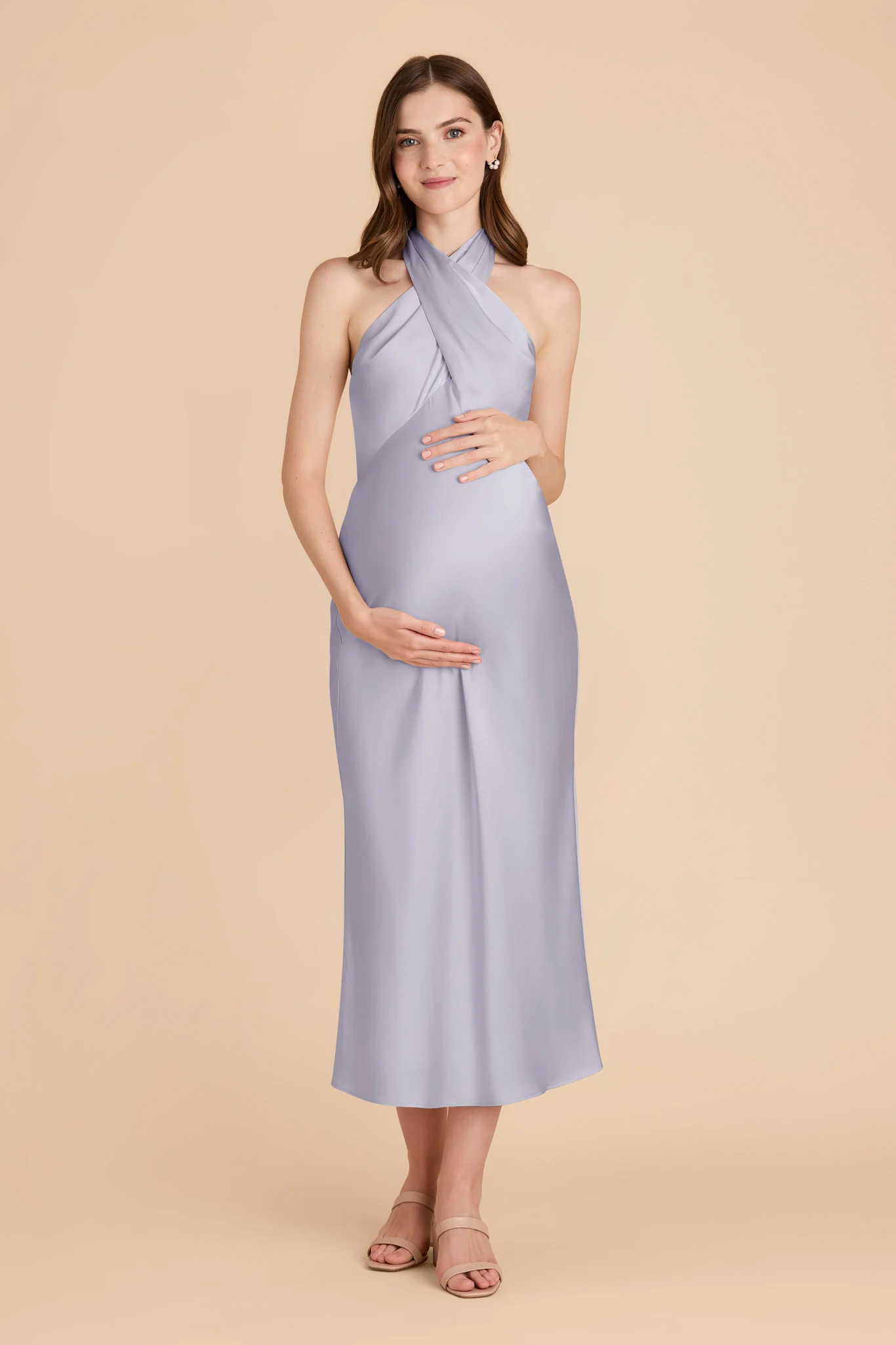 Monique Matte Satin Dress - Periwinkle Blue - Image 7