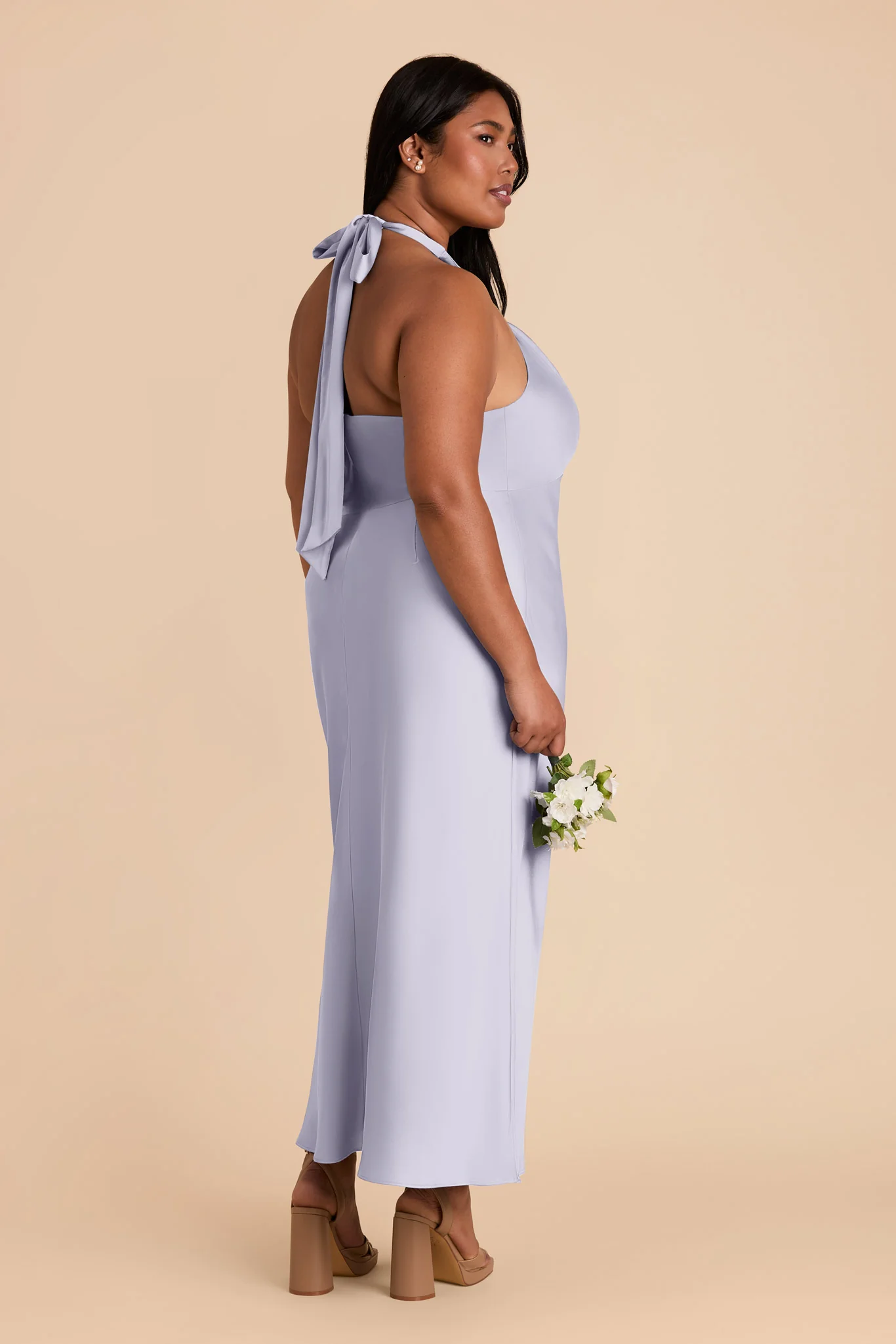 Monique Matte Satin Dress - Periwinkle Blue - Image 9