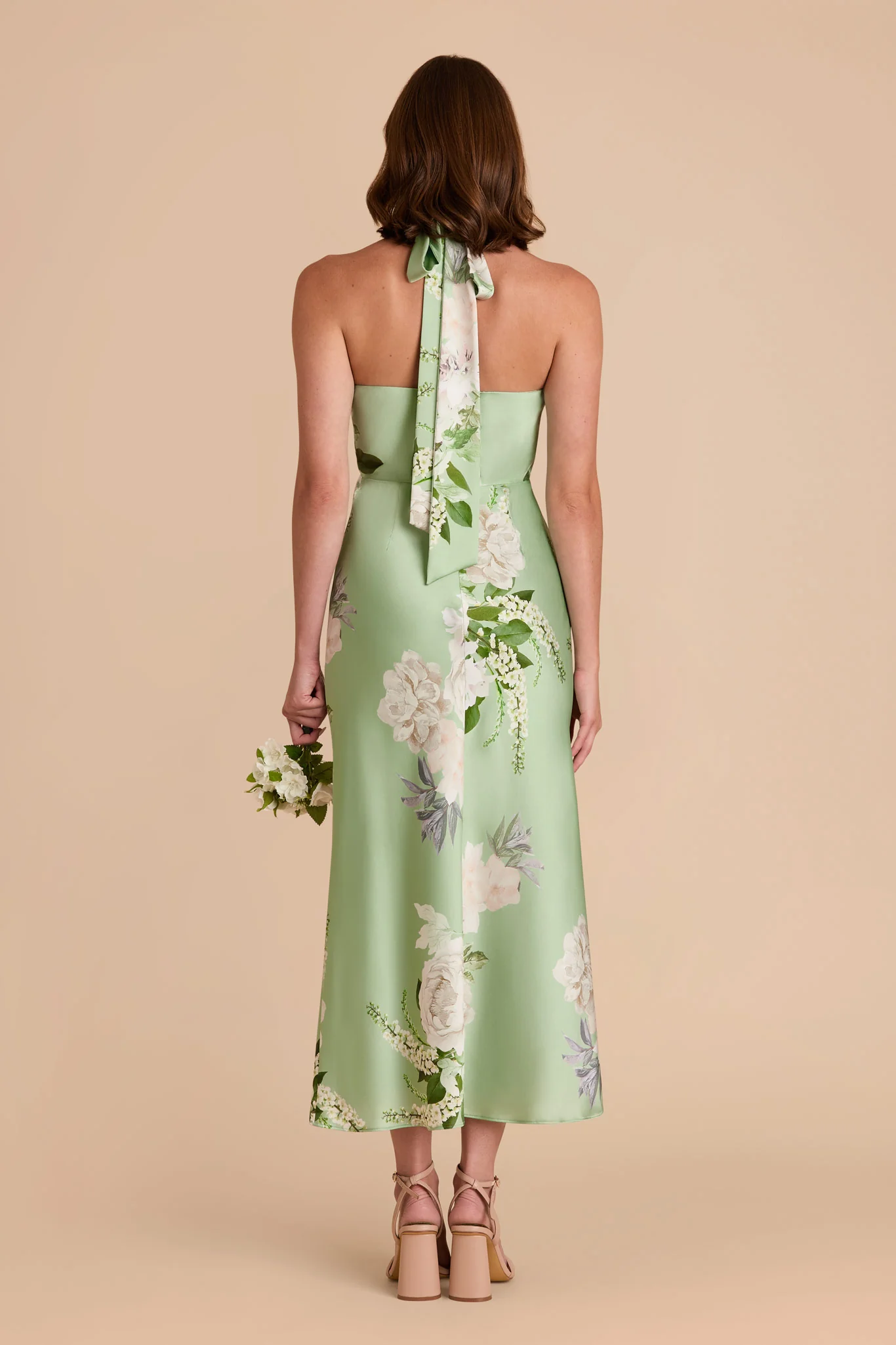 Monique Matte Satin Dress - Pistachio Garden Bloom - Image 4