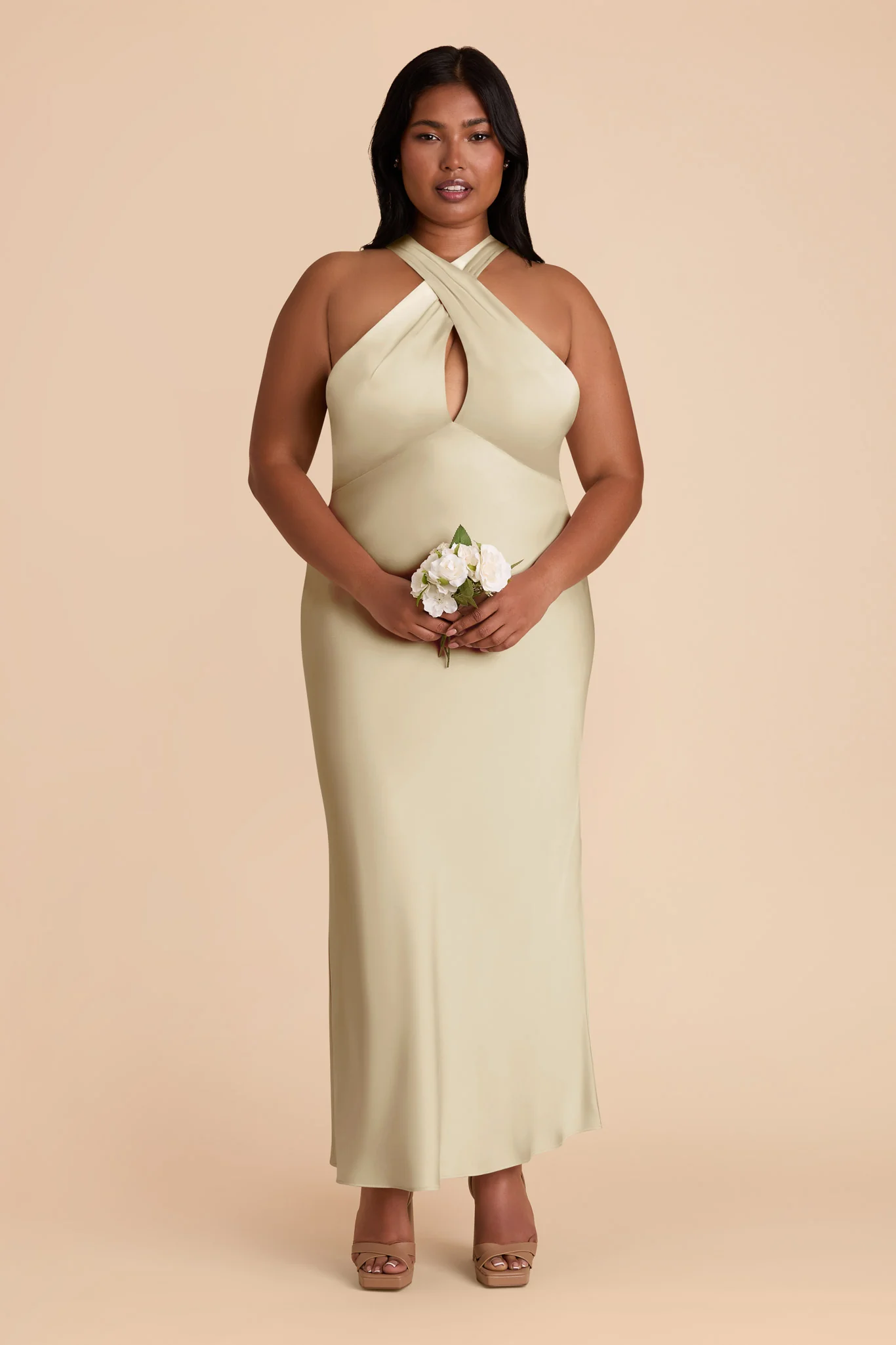 Monique Matte Satin Dress - Prosecco - Image 8