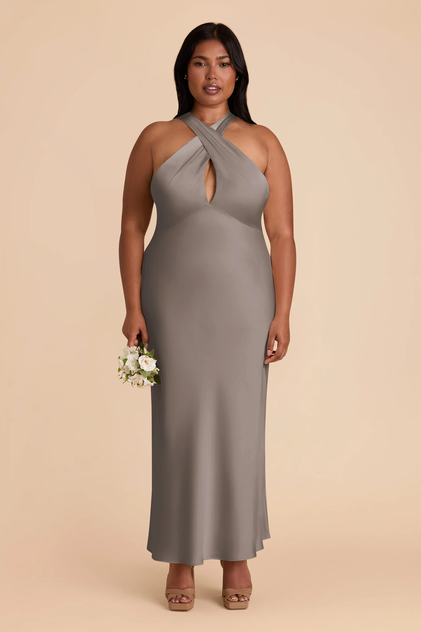 Monique Matte Satin Dress - Quartz - Image 2