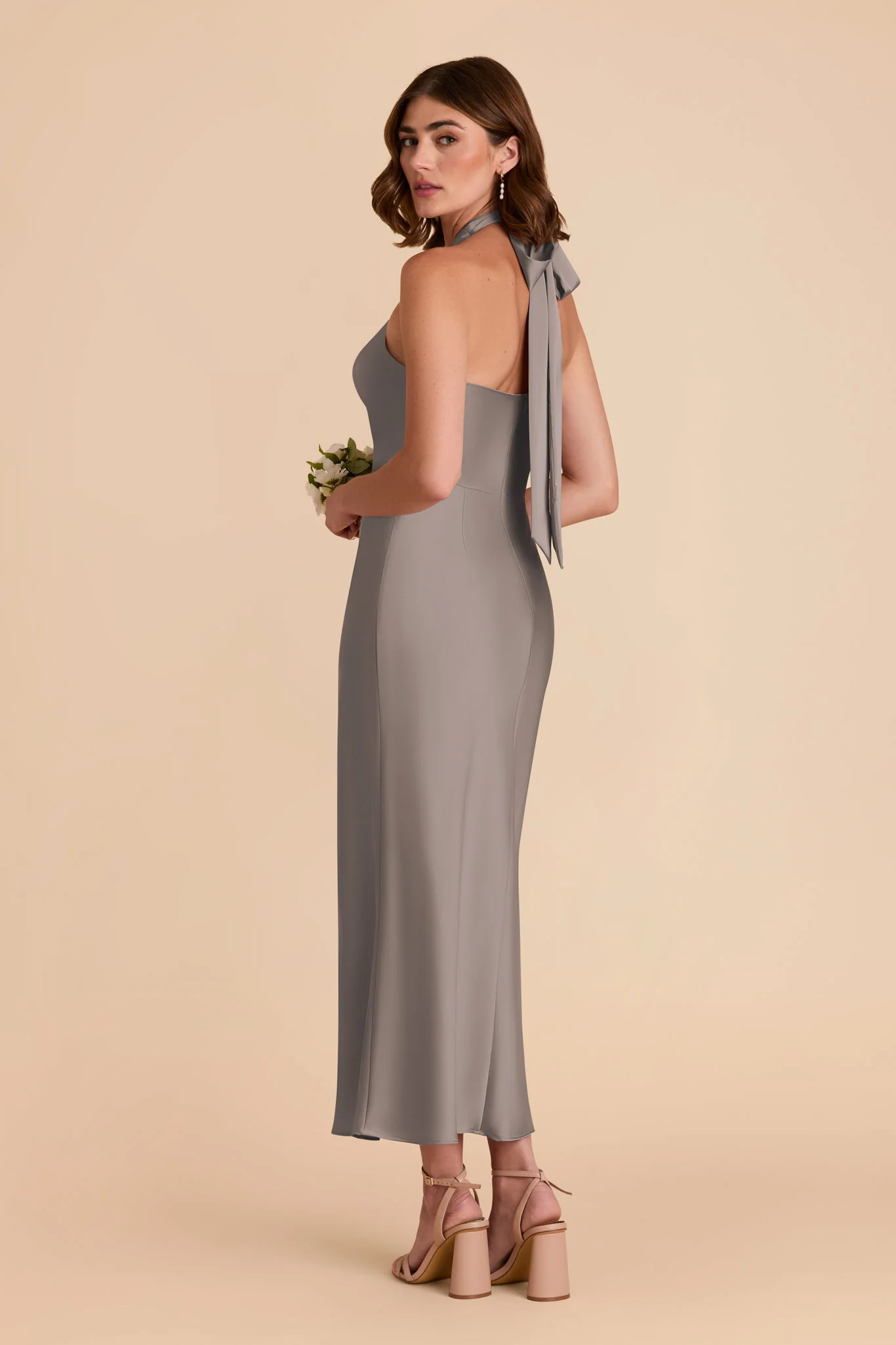 Monique Matte Satin Dress - Quartz - Image 5