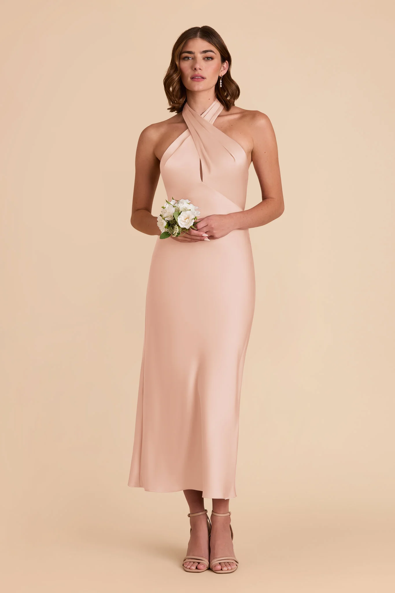 Monique Matte Satin Dress - Rose Gold - Image 4