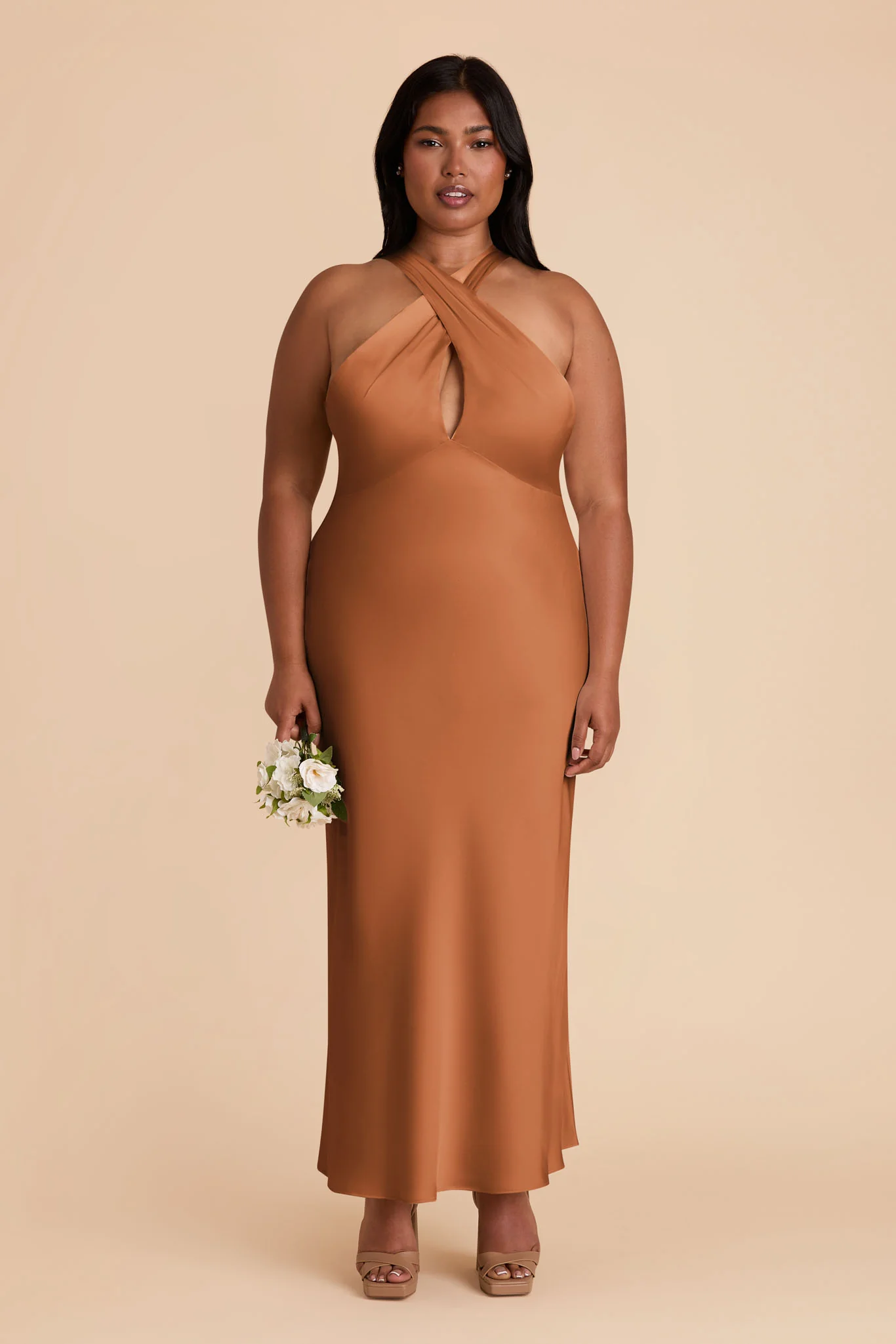 Monique Matte Satin Dress - Rust - Image 2