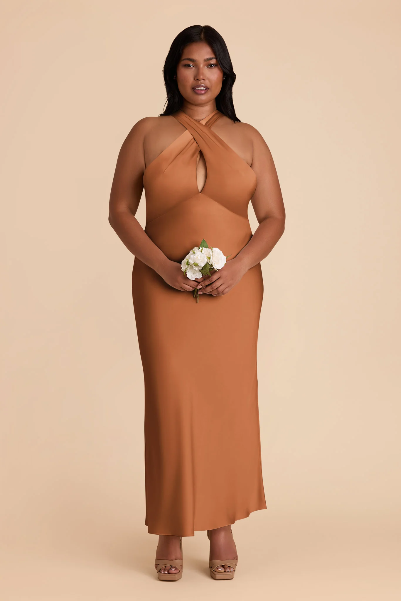 Monique Matte Satin Dress - Rust - Image 8