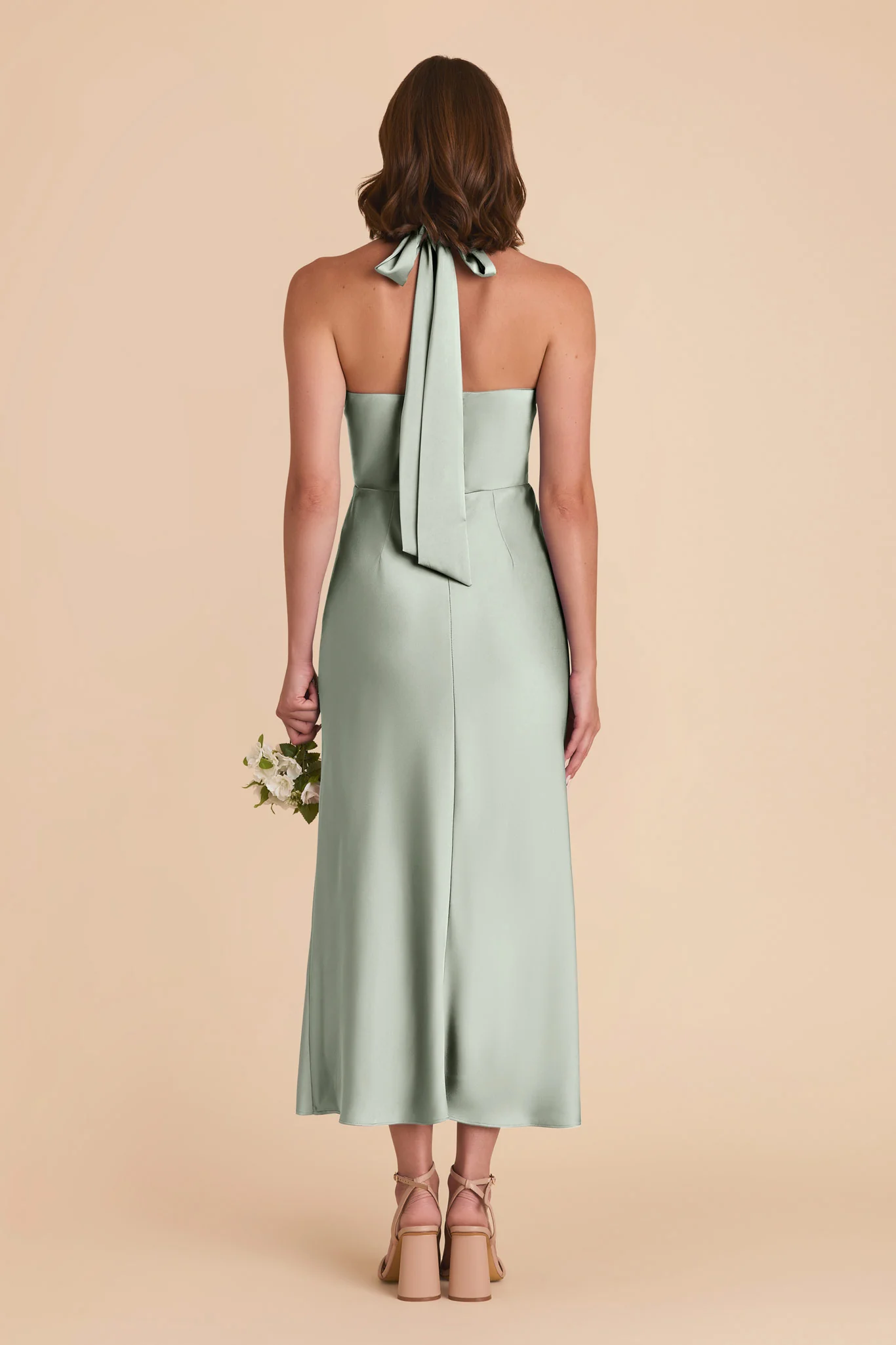 Monique Matte Satin Dress - Sage - Image 5