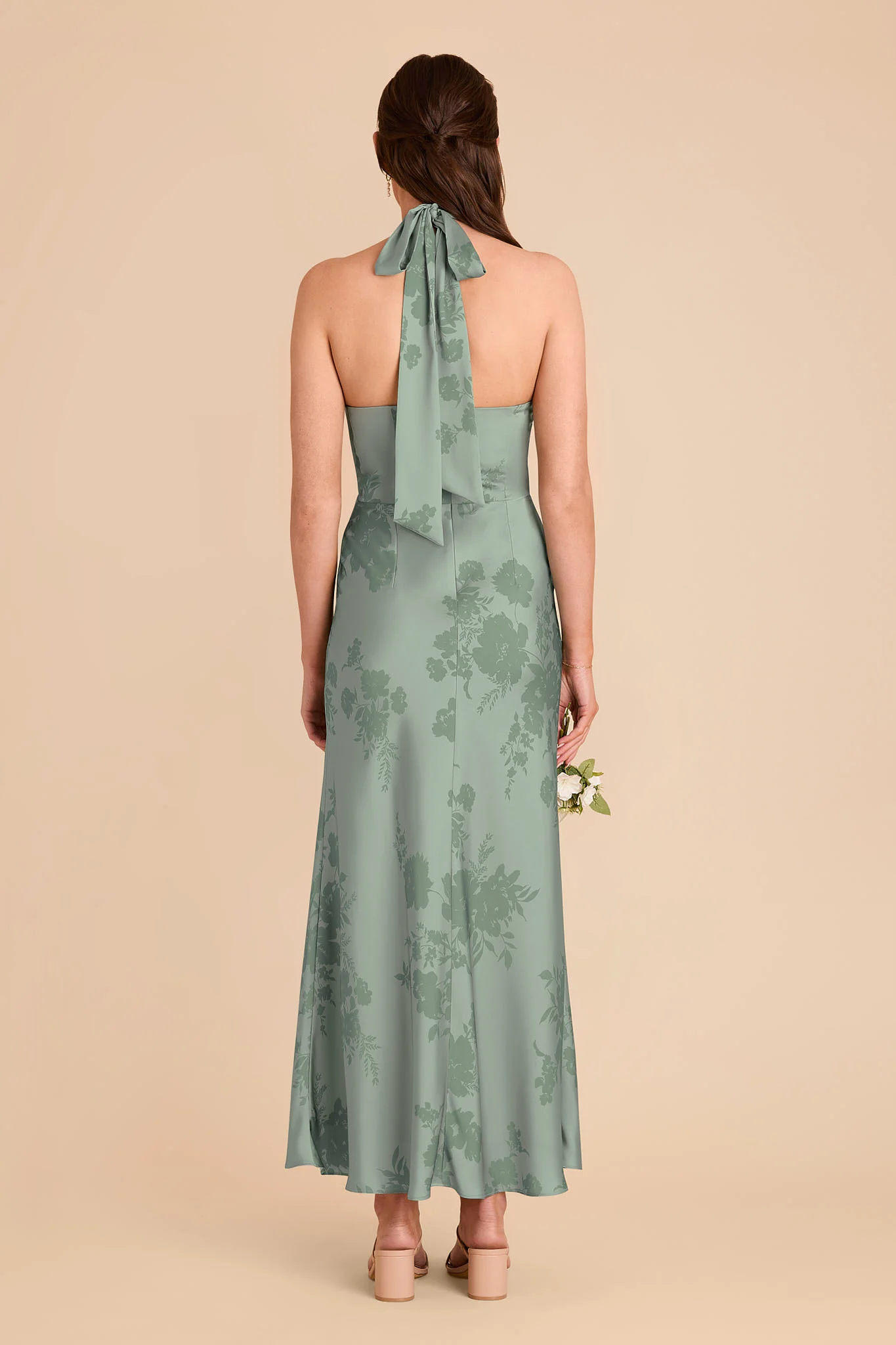 Monique Matte Satin Dress - Sage Whimsical Blooms - Image 4