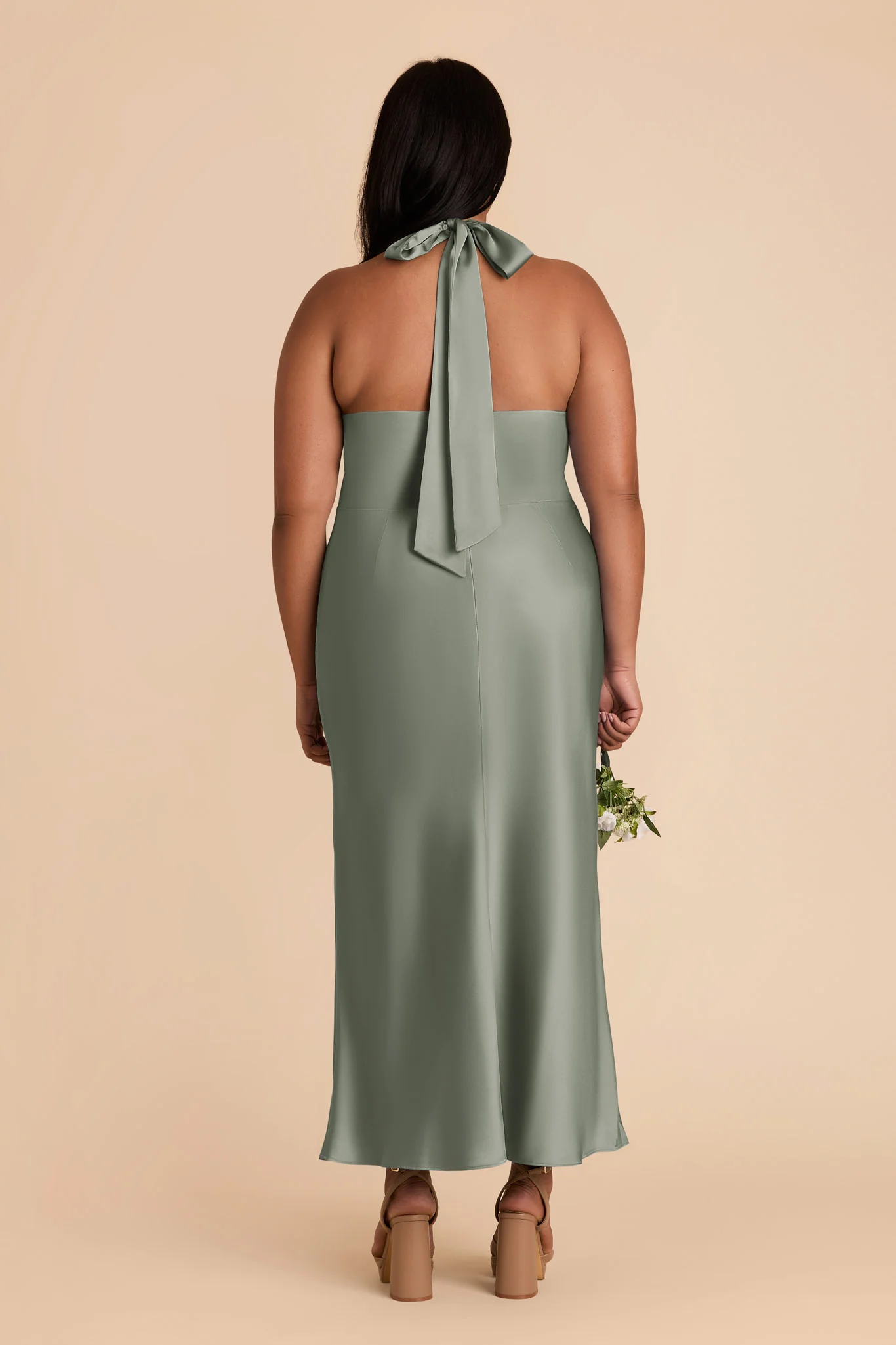 Monique Matte Satin Dress - Sea Glass - Image 10