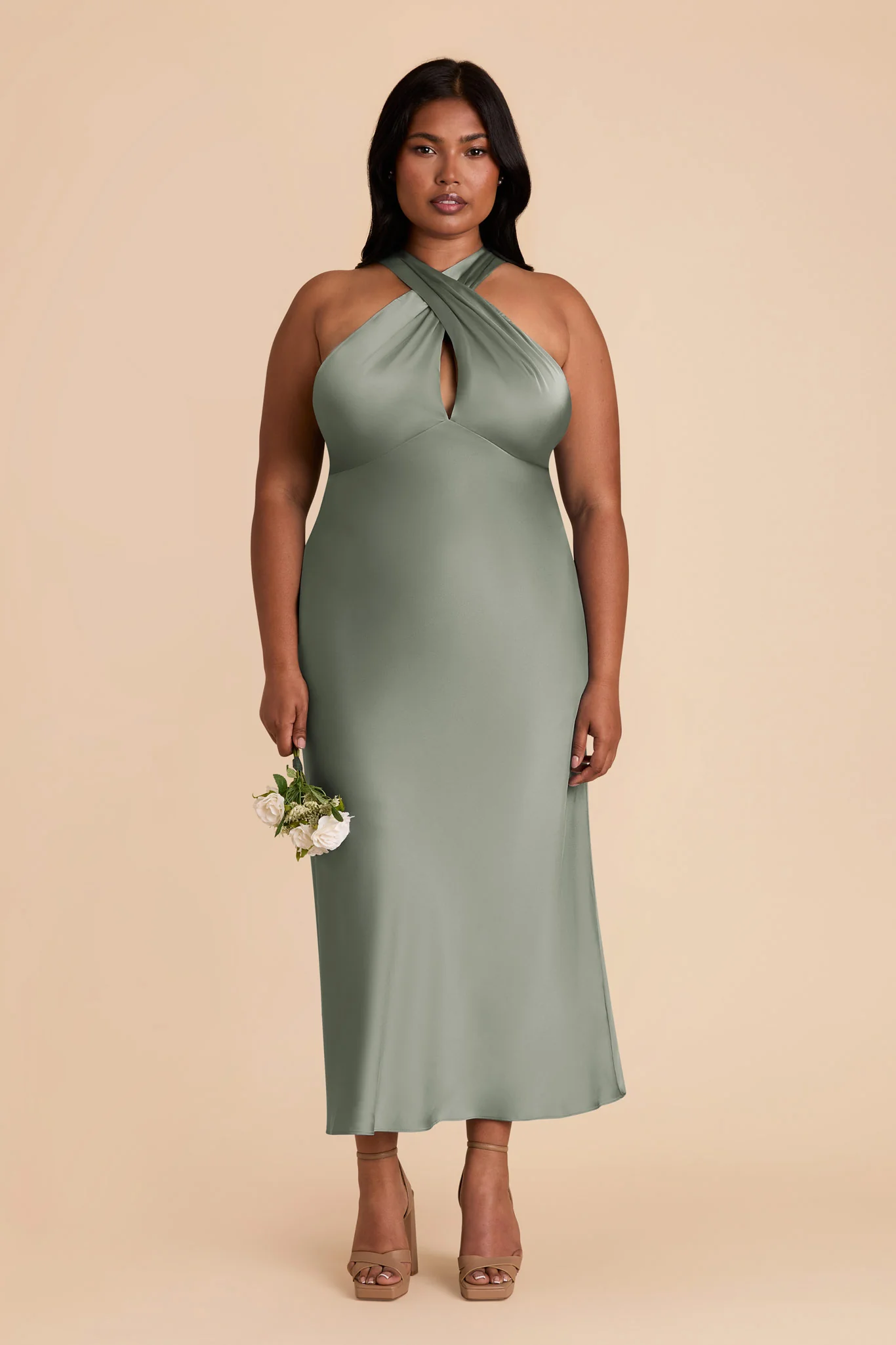 Monique Matte Satin Dress - Sea Glass - Image 2