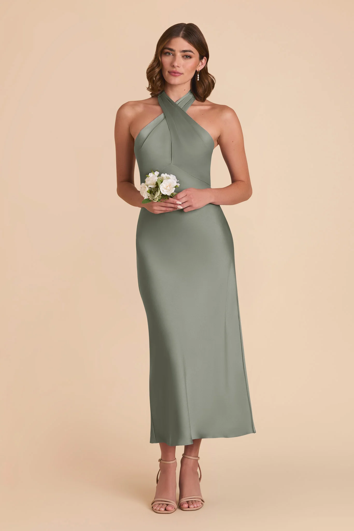 Monique Matte Satin Dress - Sea Glass - Image 3