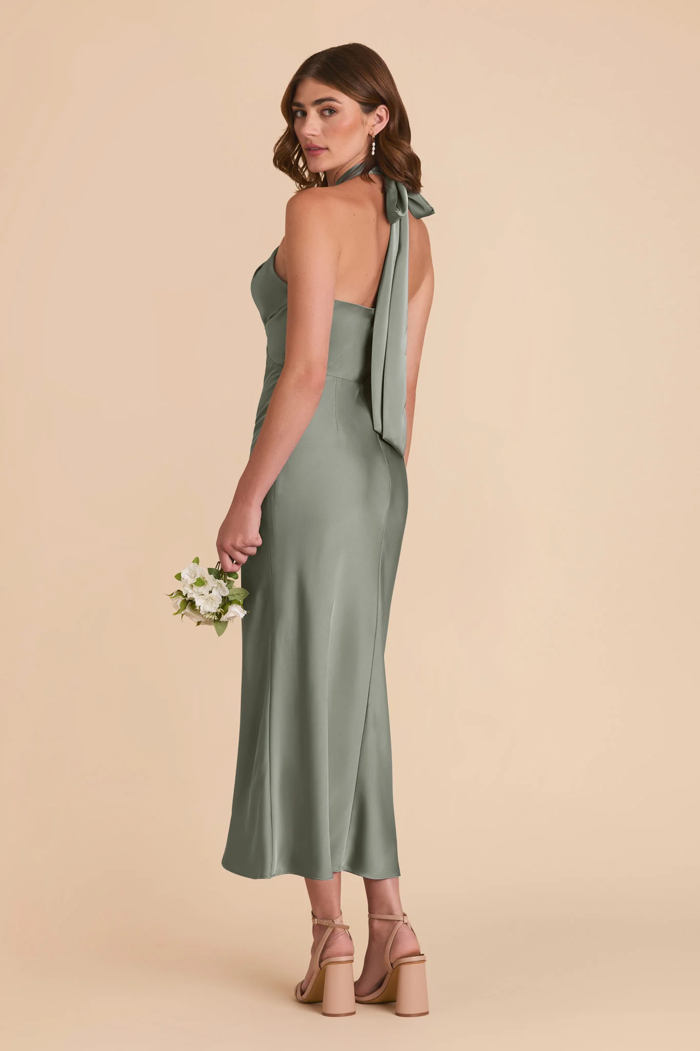 Monique Matte Satin Dress - Sea Glass - Image 4