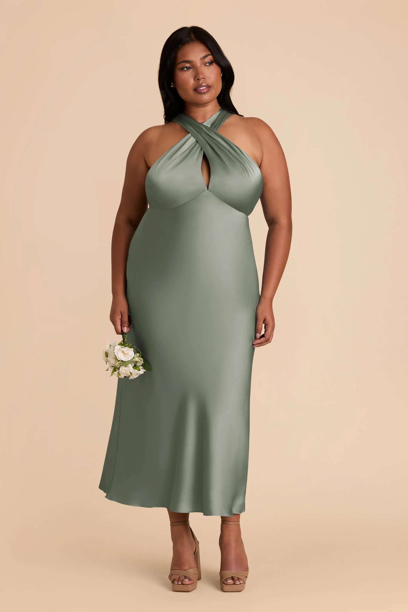 Monique Matte Satin Dress - Sea Glass - Image 6