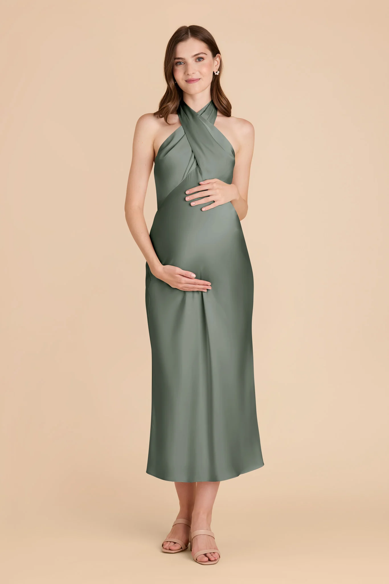 Monique Matte Satin Dress - Sea Glass - Image 7